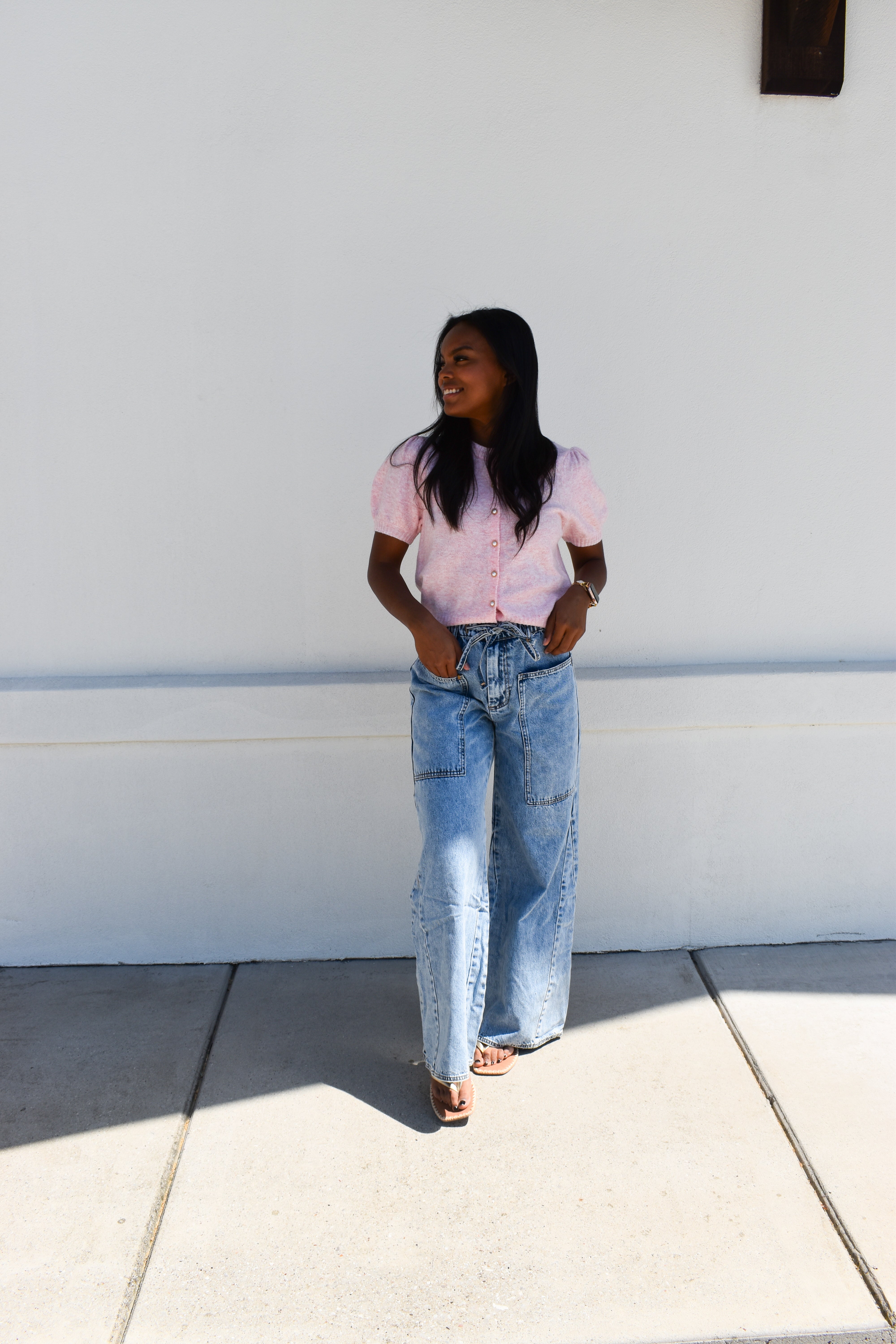 Pink Cardi W/ Pearl Buttons – Simply Grace Boutique