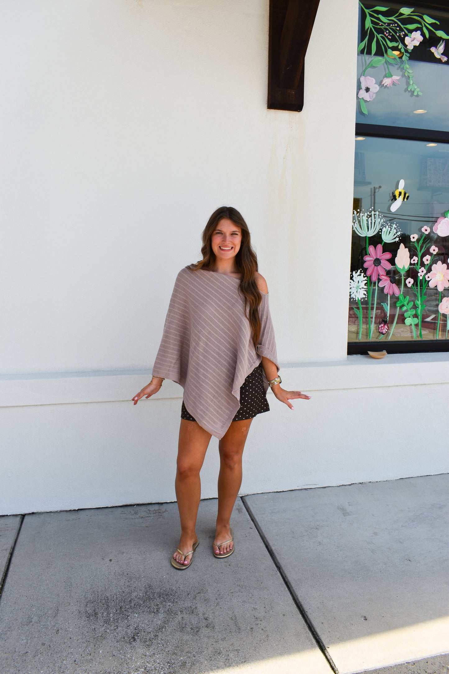 Lilia Asymmetrical Knit Poncho Top