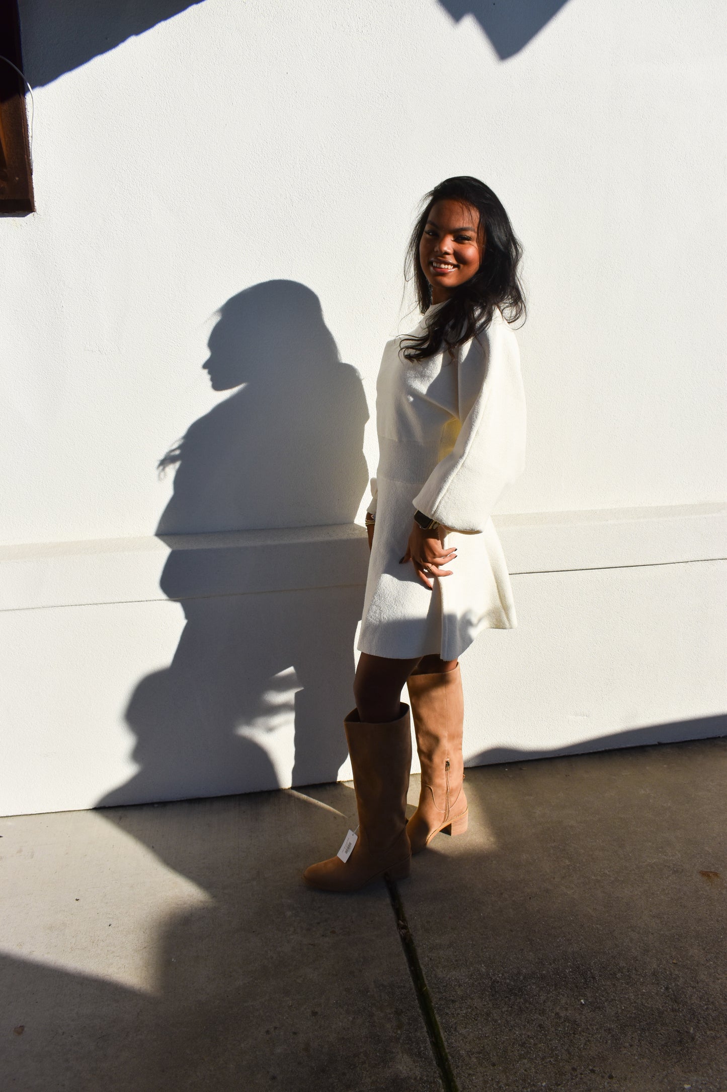 Ballon Sleeve Sweater Dress