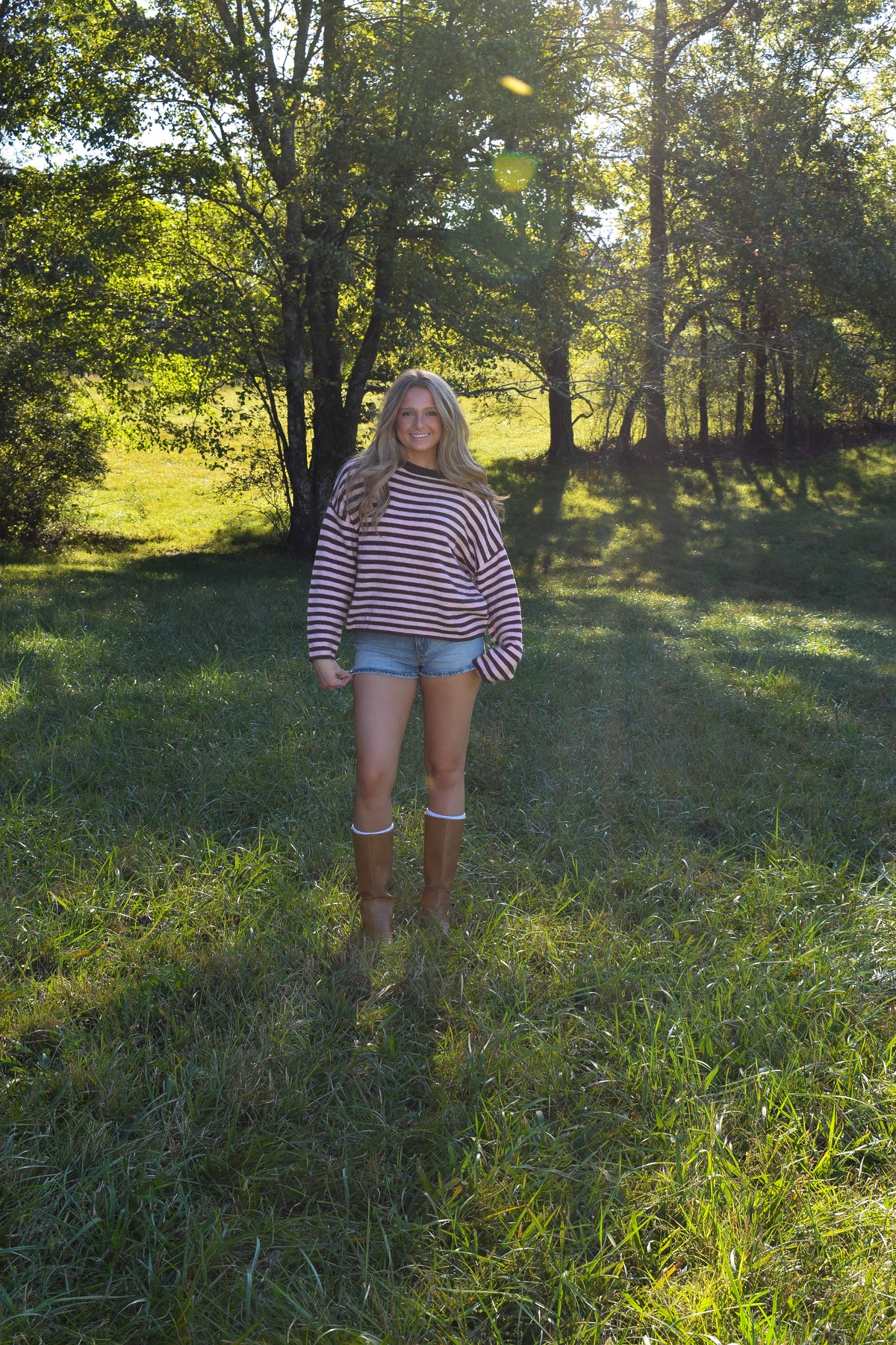 Mocha/Pink Stripe Sweater