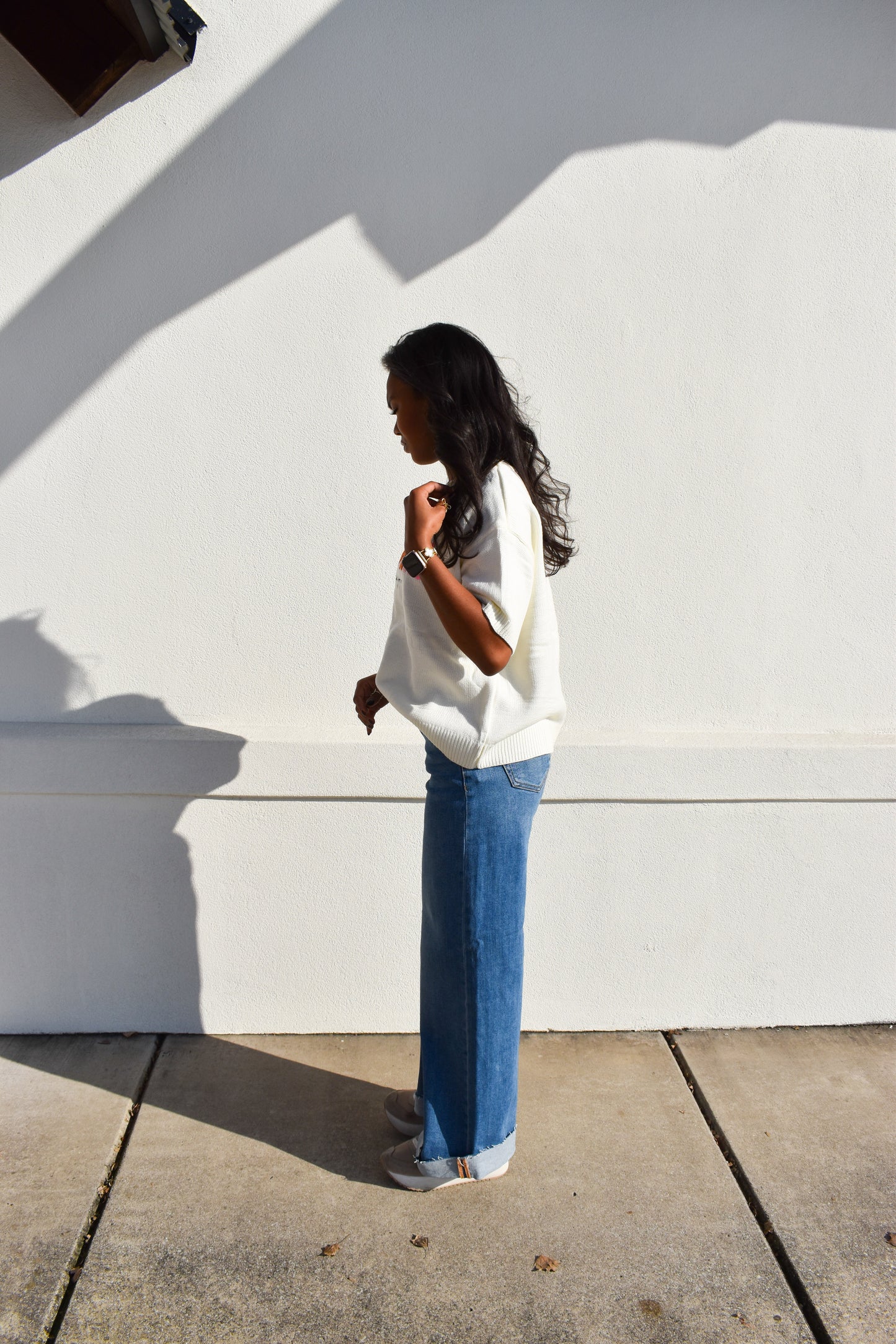 Risen Low Rise Ankle Wide Cuffed Jeans