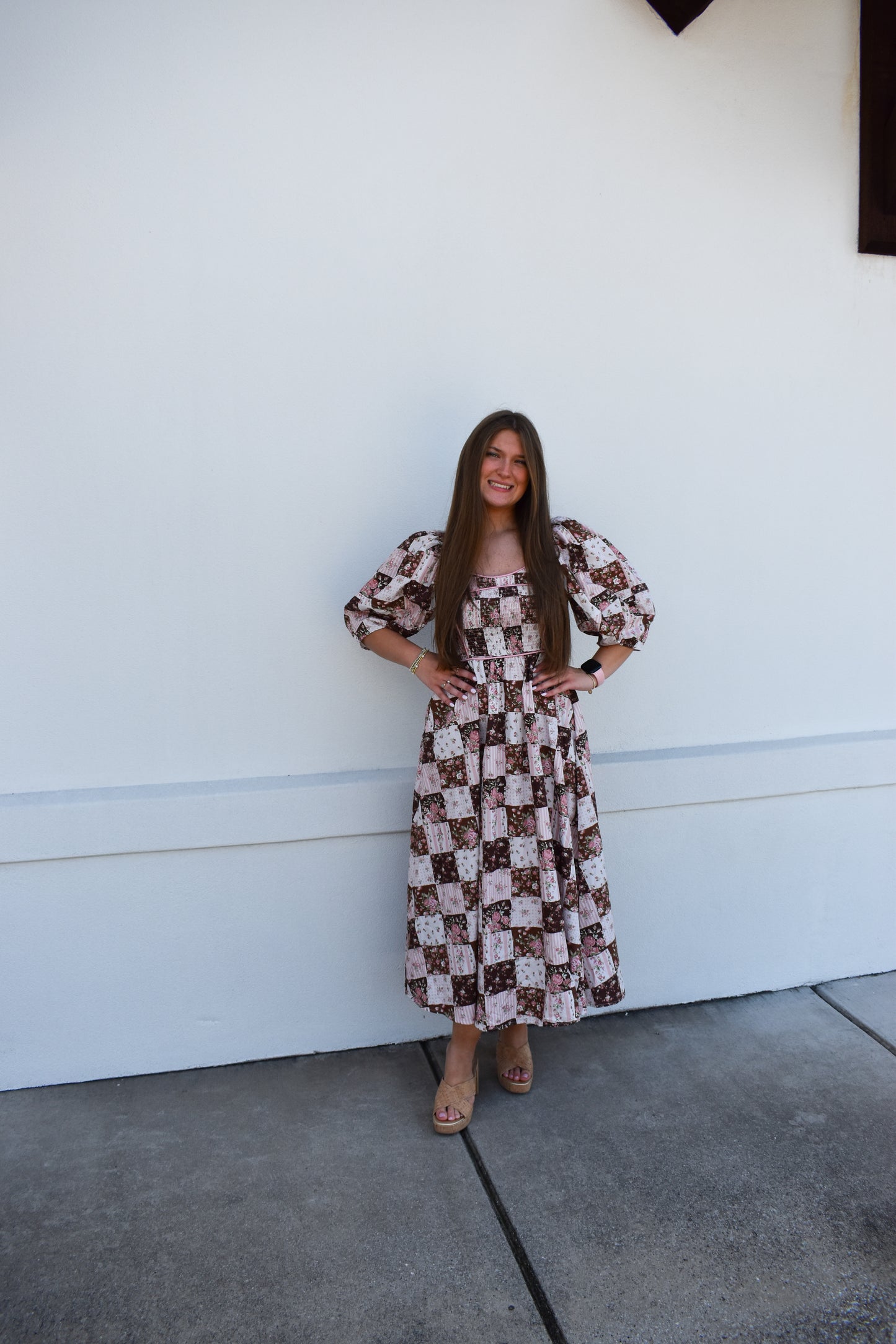 Jessie Floral Maxi Dress W/ Puffy Sleeves