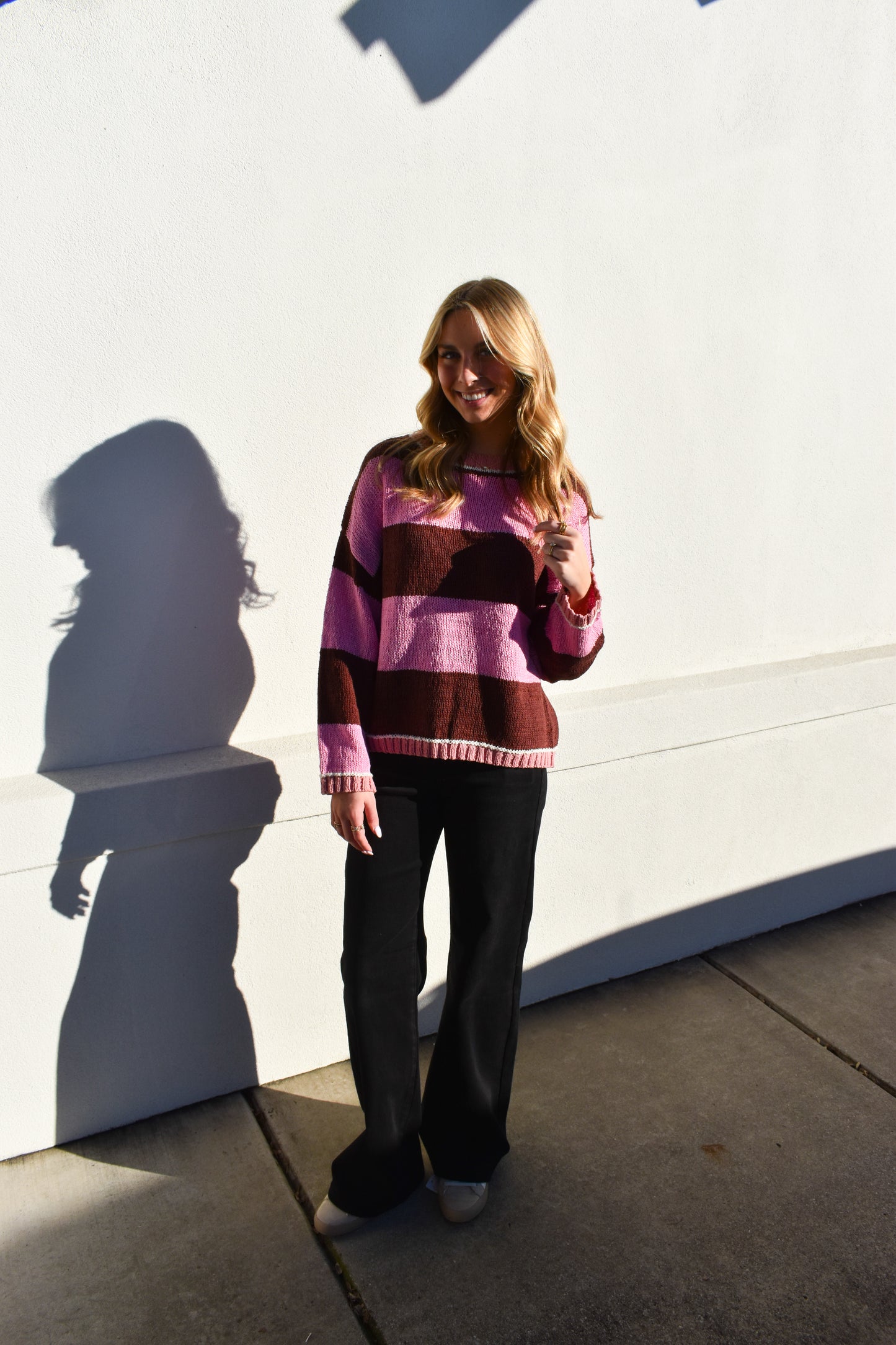 Drop Shoulder Stripe Sweater