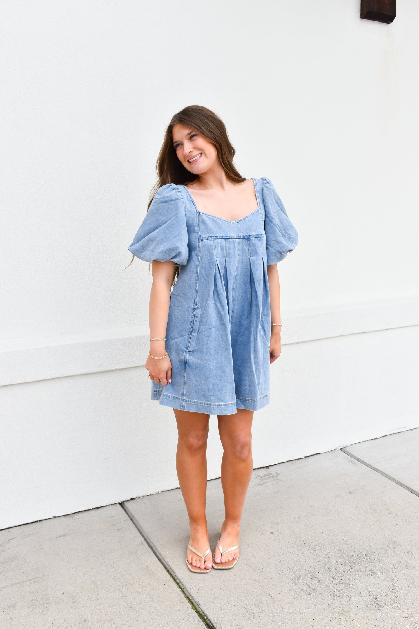 Stitch Detail Denim Bubble Romper