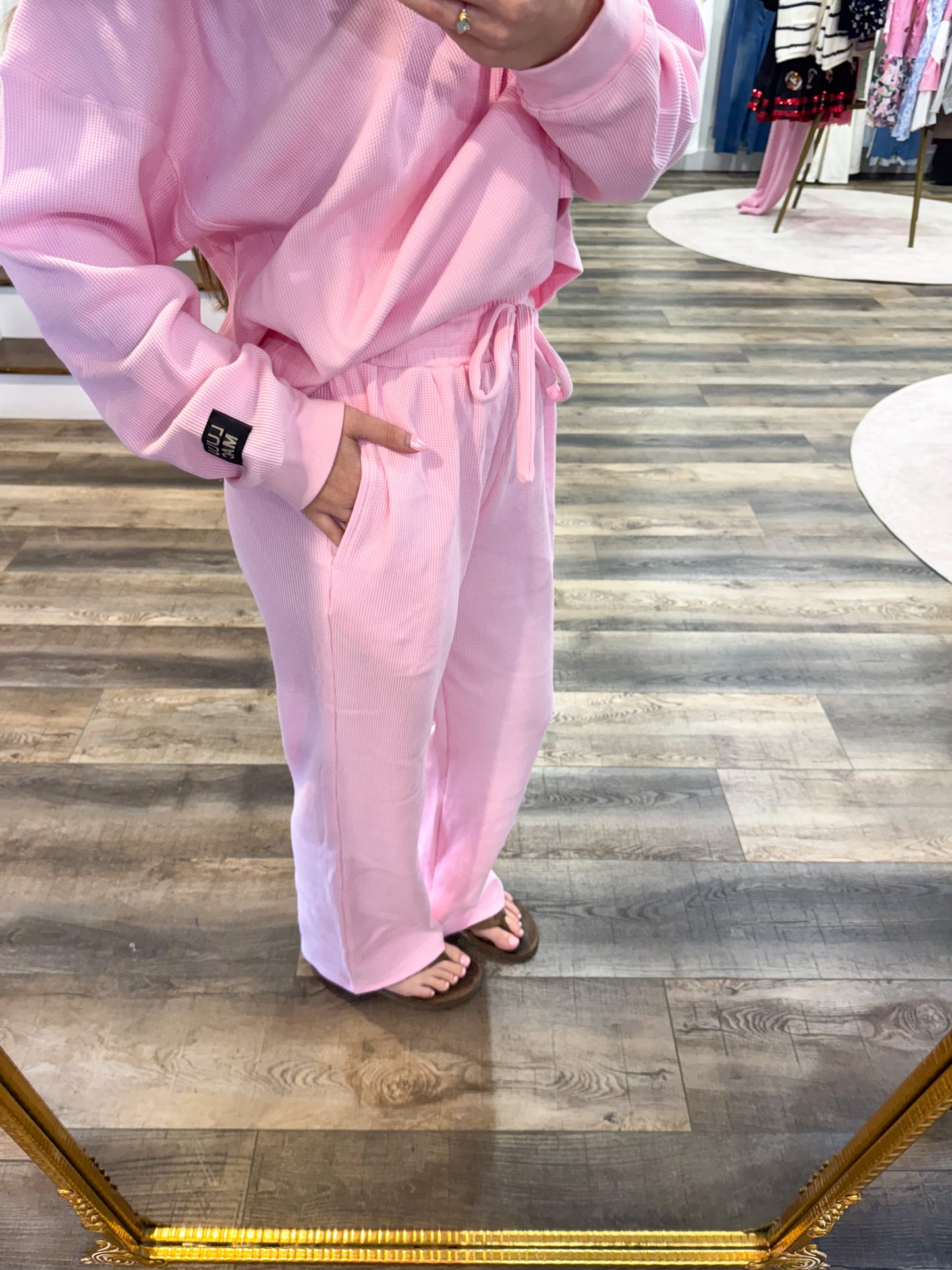 Lulu Mac Waffle Pants: Light Pink