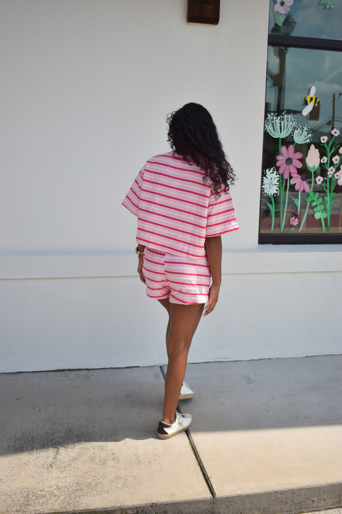 Pink/White Striped Lounge Top