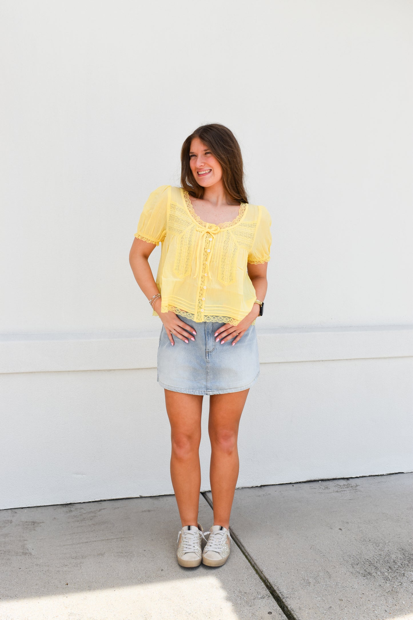 Lace & Lovely Top: Yellow