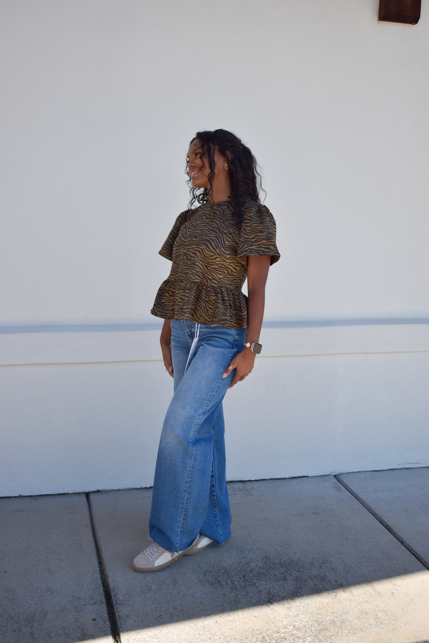 Zebra Social Peplum Top