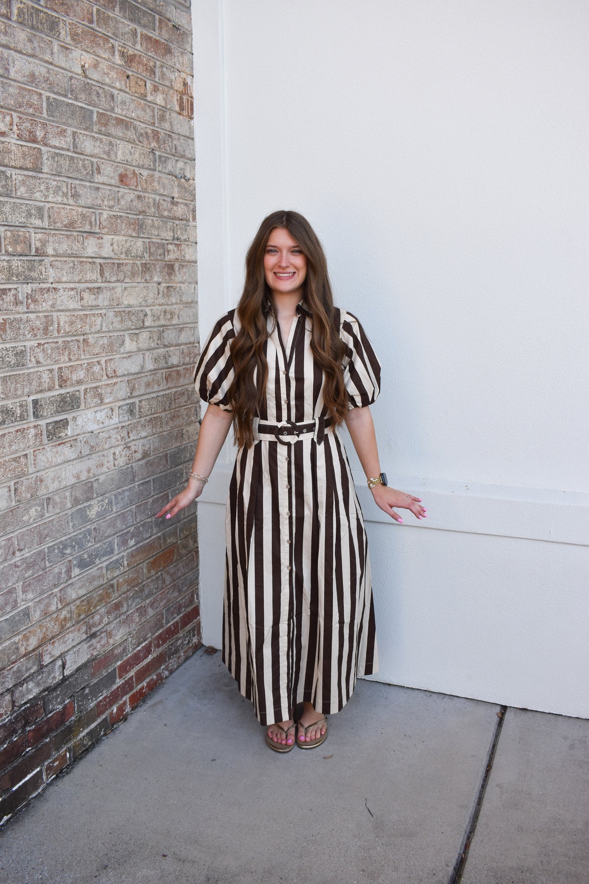 Cora Belted Stripe Maxi Dress