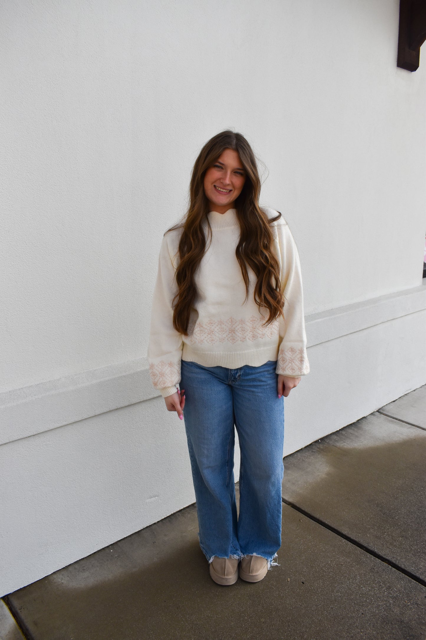 Charlotte Ivory Scallop Sweater