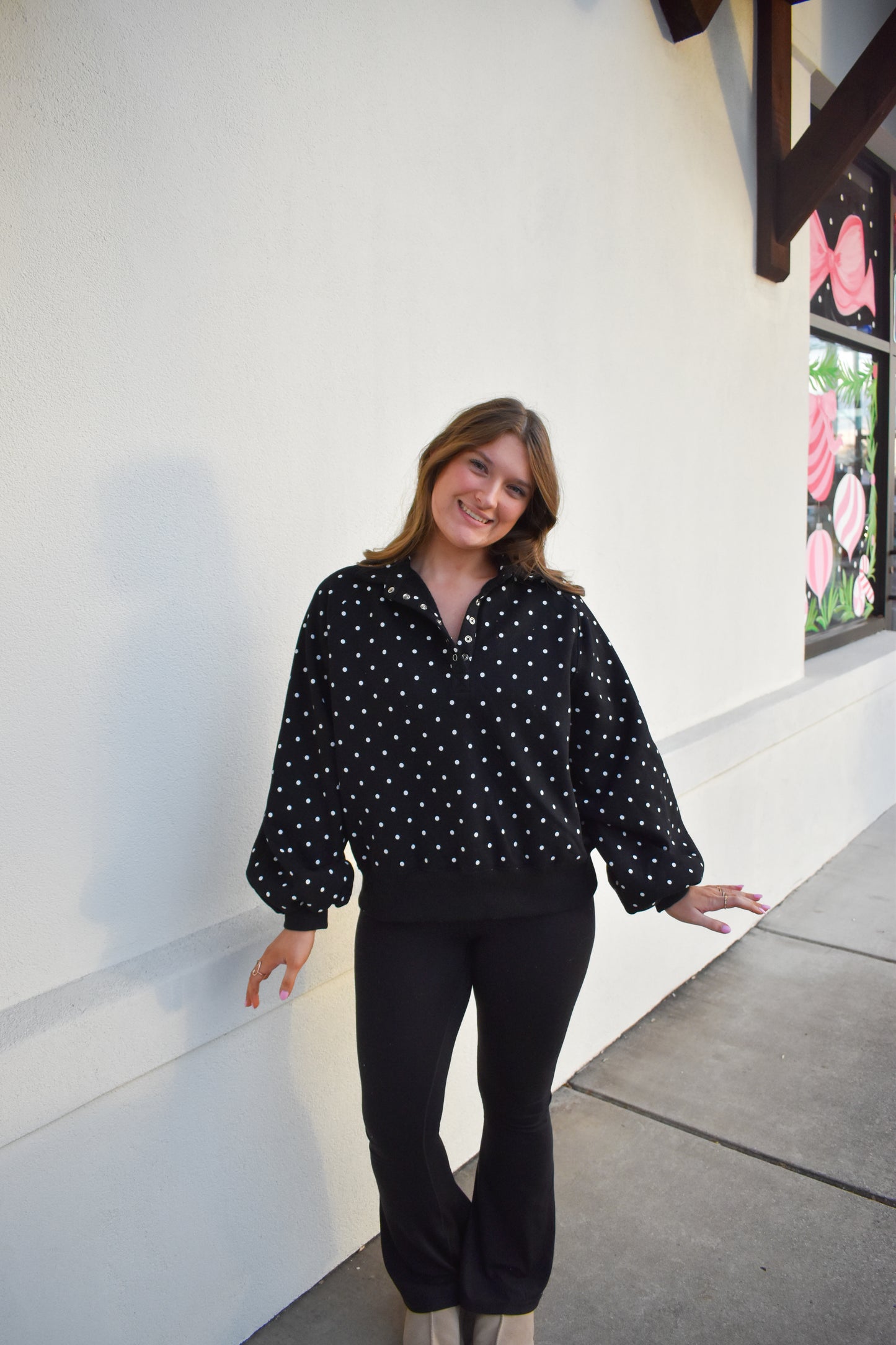 Polka Dot Piper Snap Button Sweater