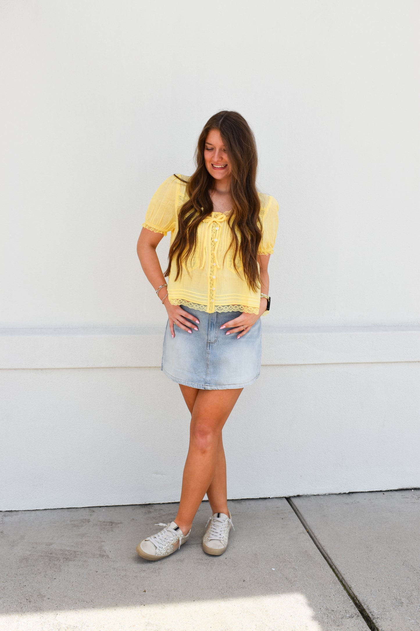 Lace & Lovely Top: Yellow