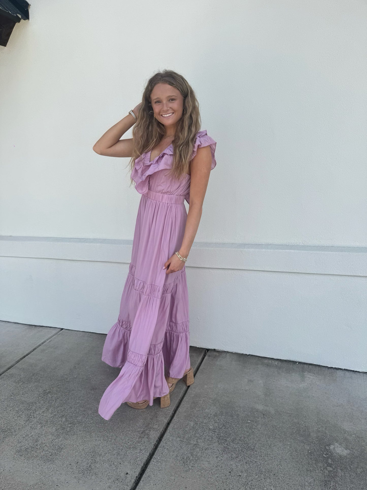 Lilac Ruffle Tiered Dress