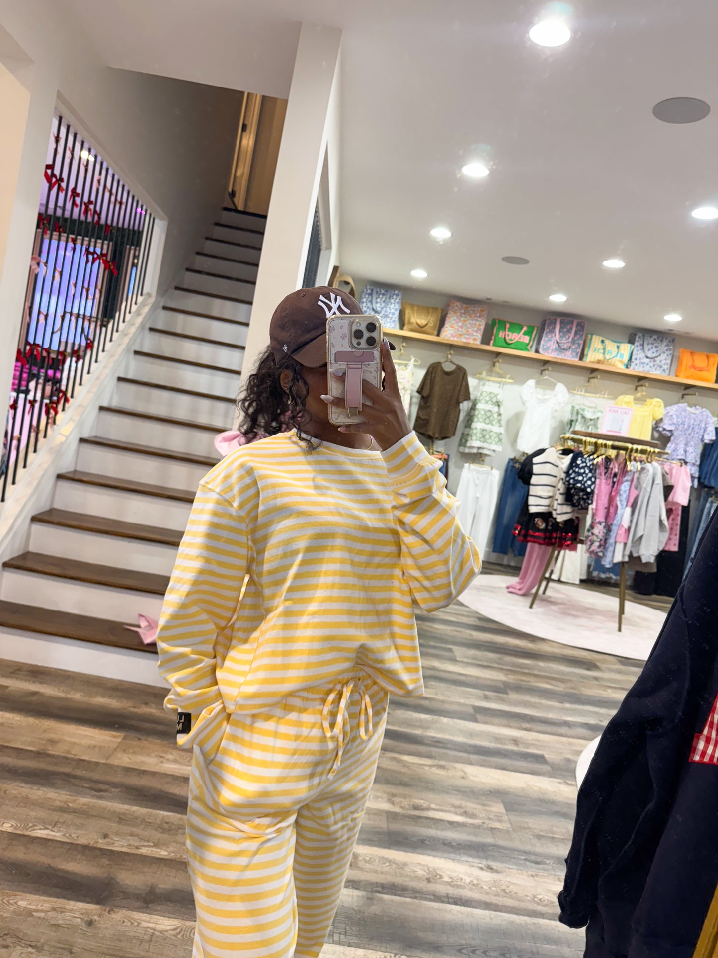 Lulu Mac Stripe Lounge Top: Yellow