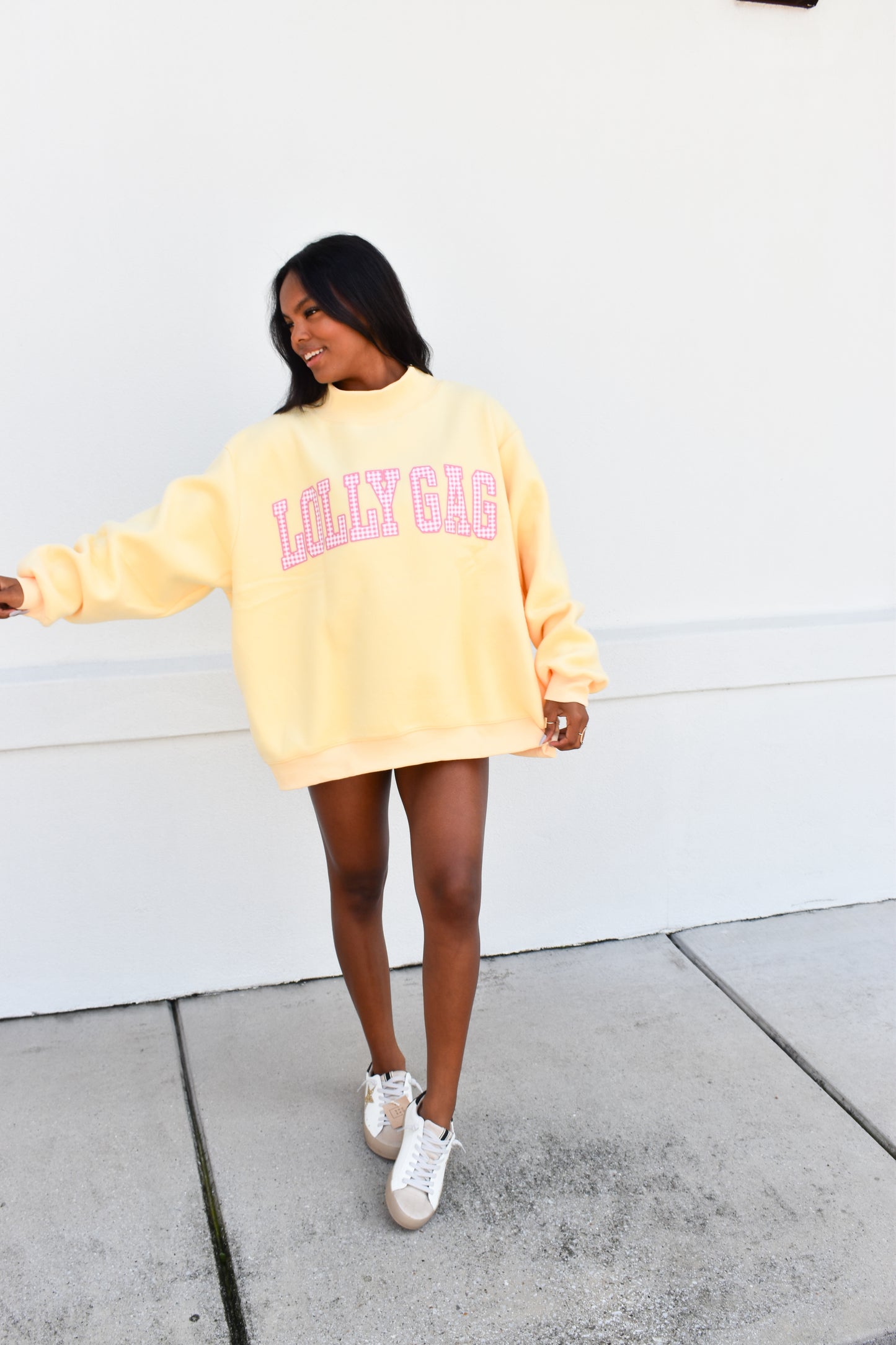 'DILLY DALLY & LOLLY GAG' Reversible Mockneck