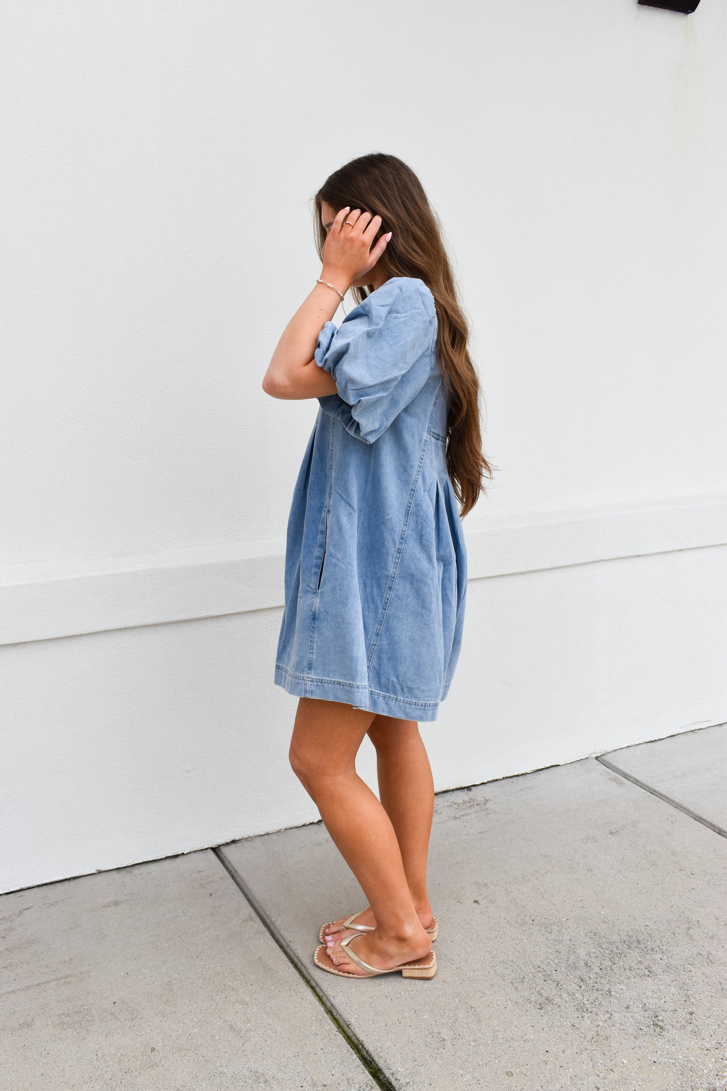 Stitch Detail Denim Bubble Romper