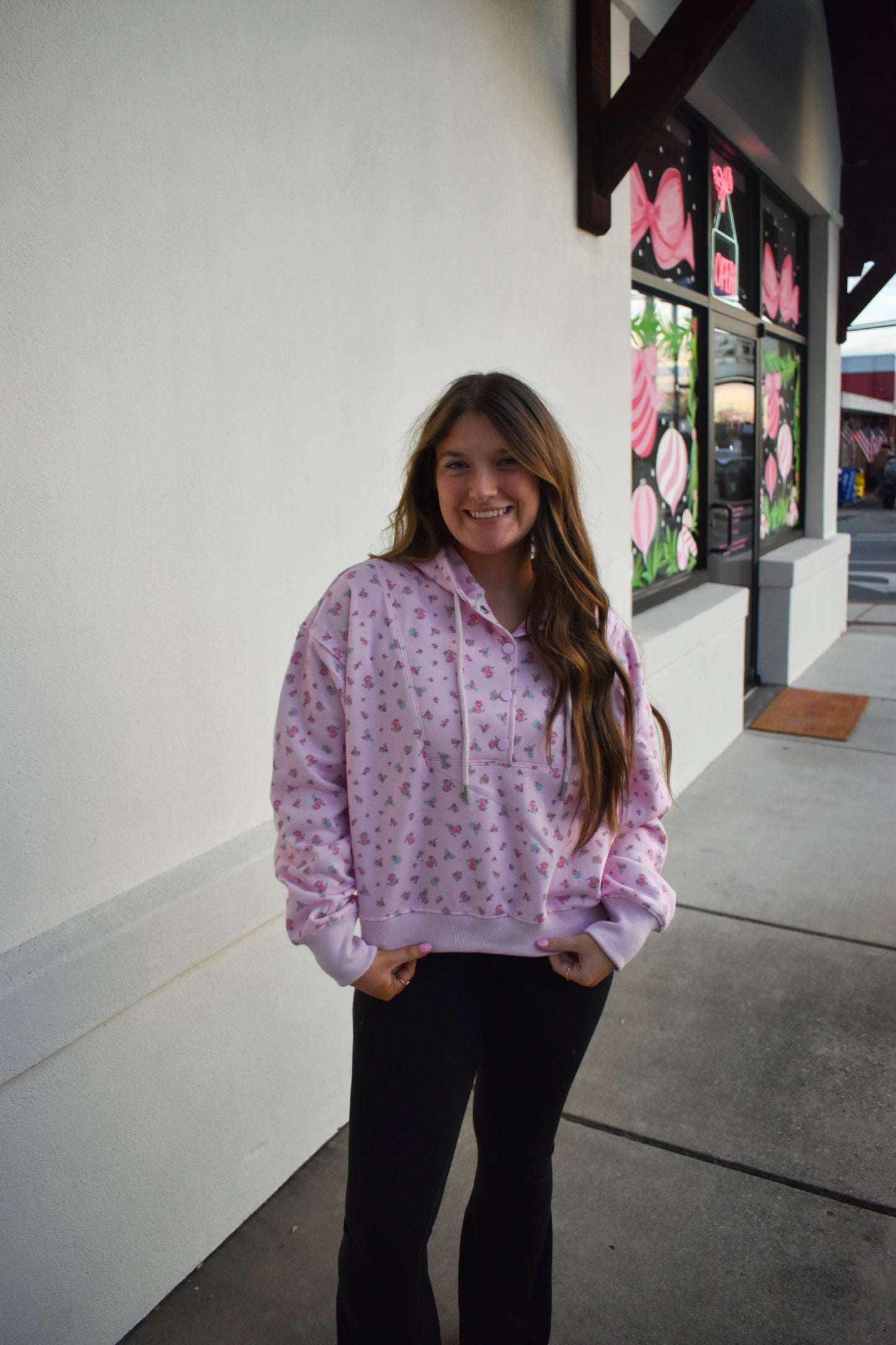 Floral Print Detail Hoodie