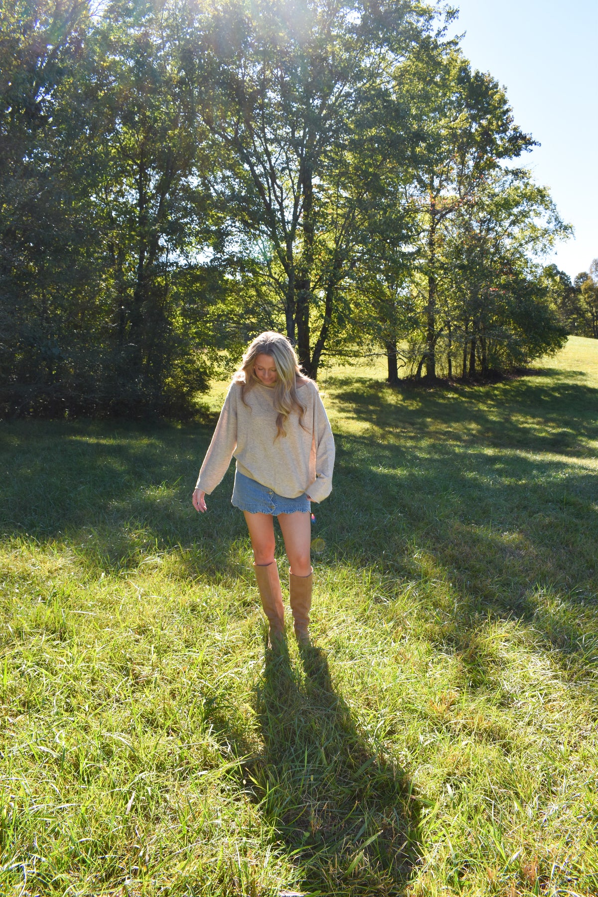 Latte Sweater W/ Neck Scarf