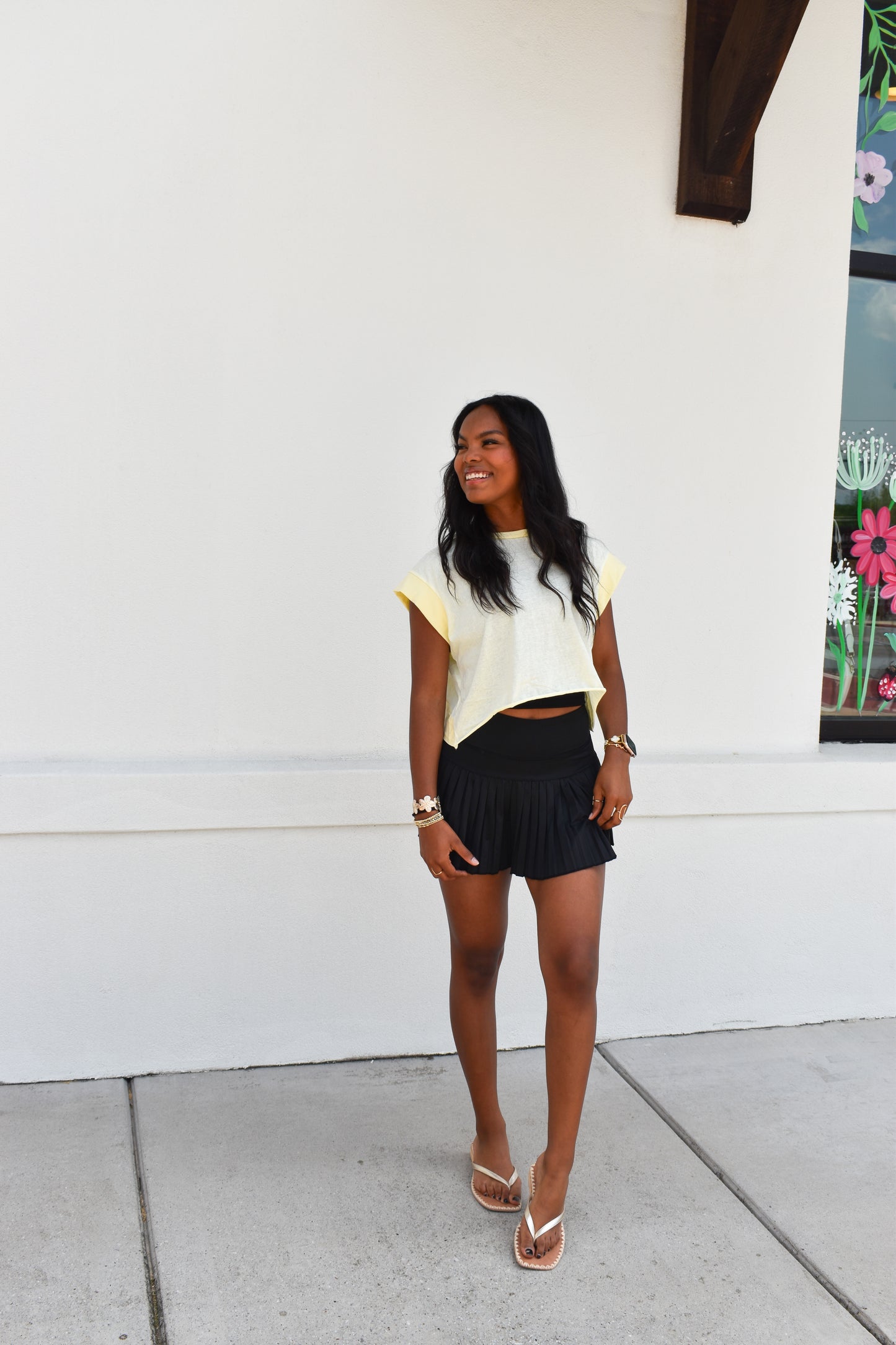 Cutout Back Layering Tee: Yellow