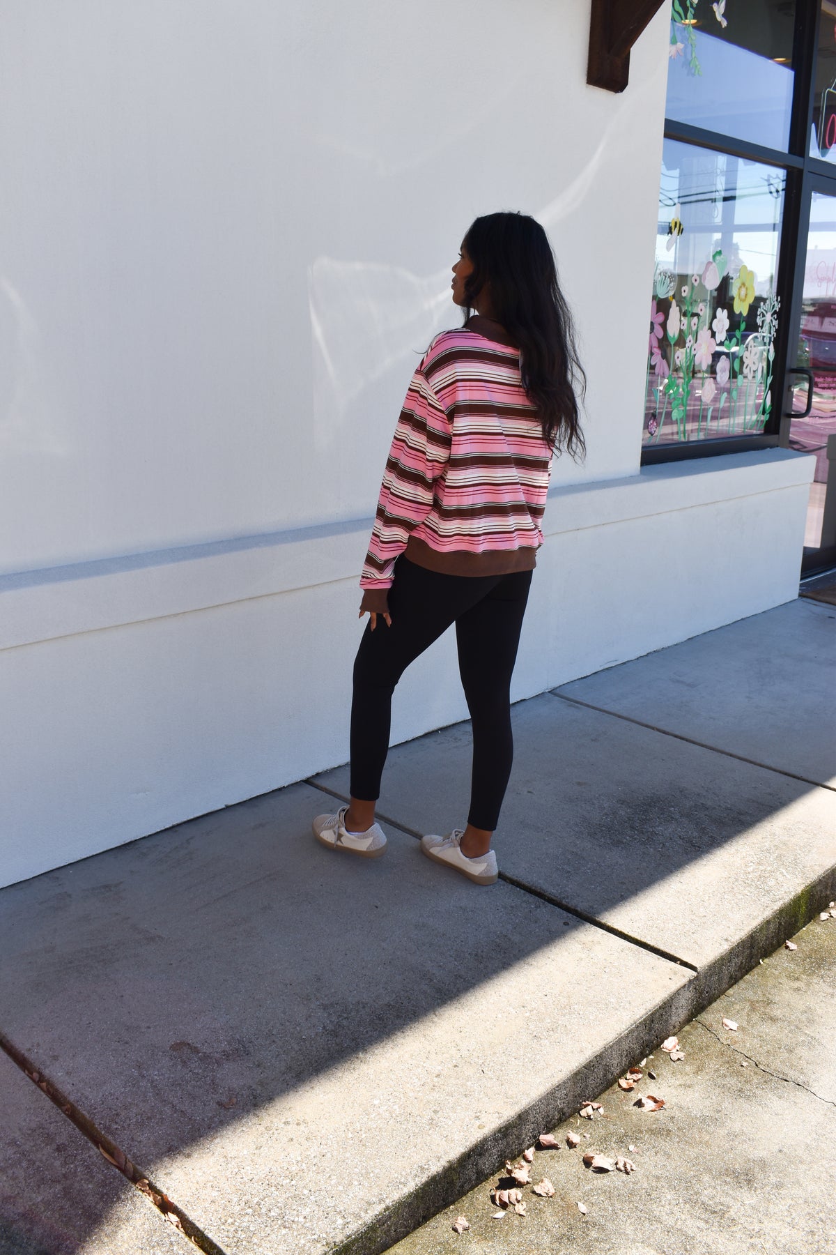 Striped Mockneck: Pink/Brown