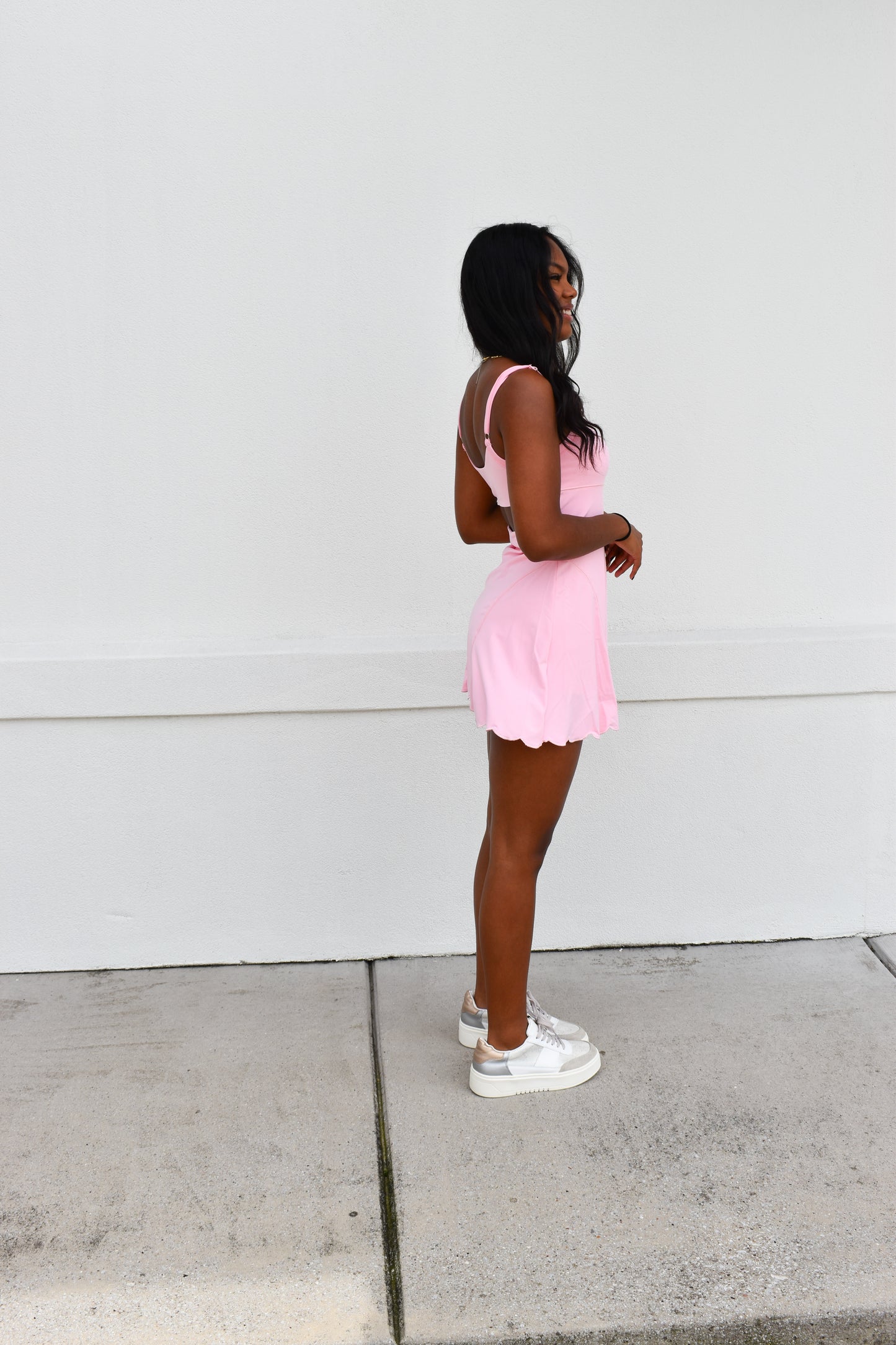 Scallop Athletic Dress: Pink