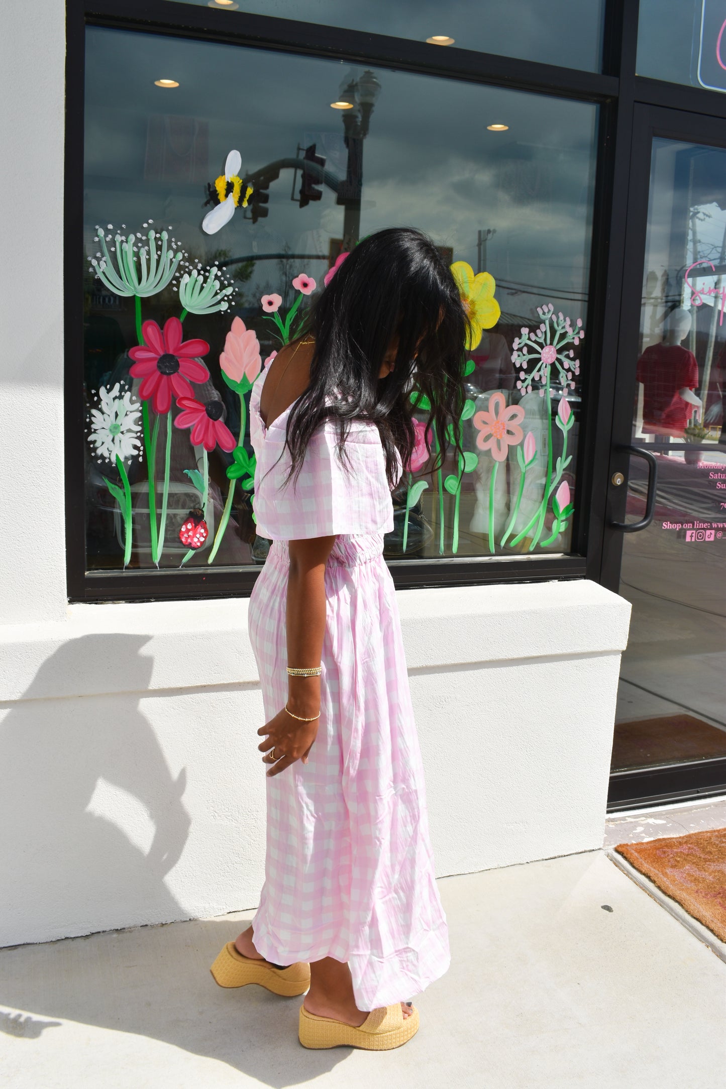 Pretty in Pink Gingham Maxi Dress