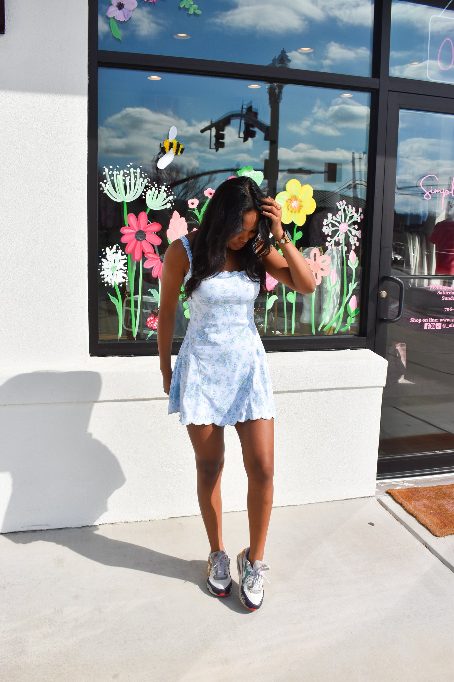 Poppy Scallop Detailed Active Dress: Blue