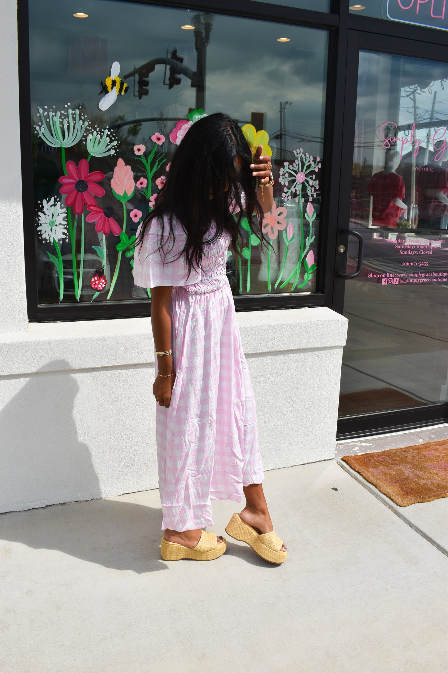 Pretty in Pink Gingham Maxi Dress
