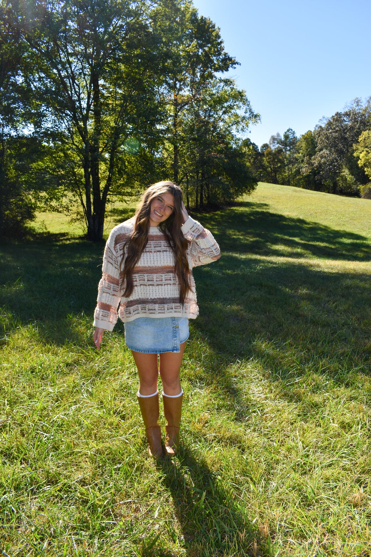 Vintage Soft Check Pattern Chunky Knit Sweater