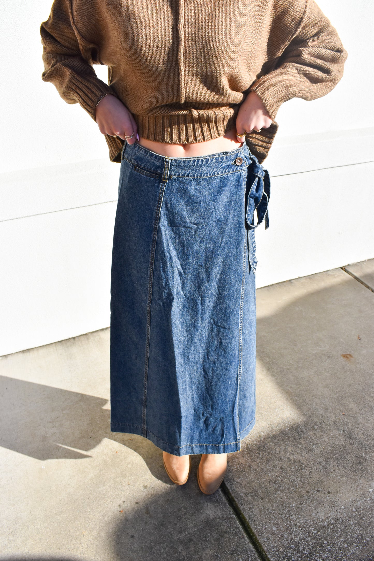 Denim Maxi Wrap Skirt