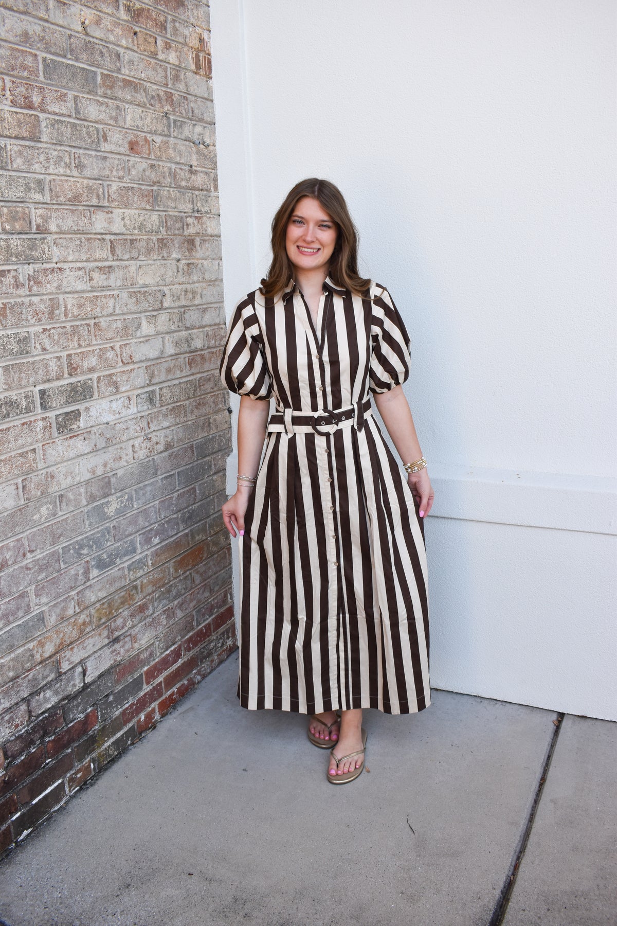 Cora Belted Stripe Maxi Dress
