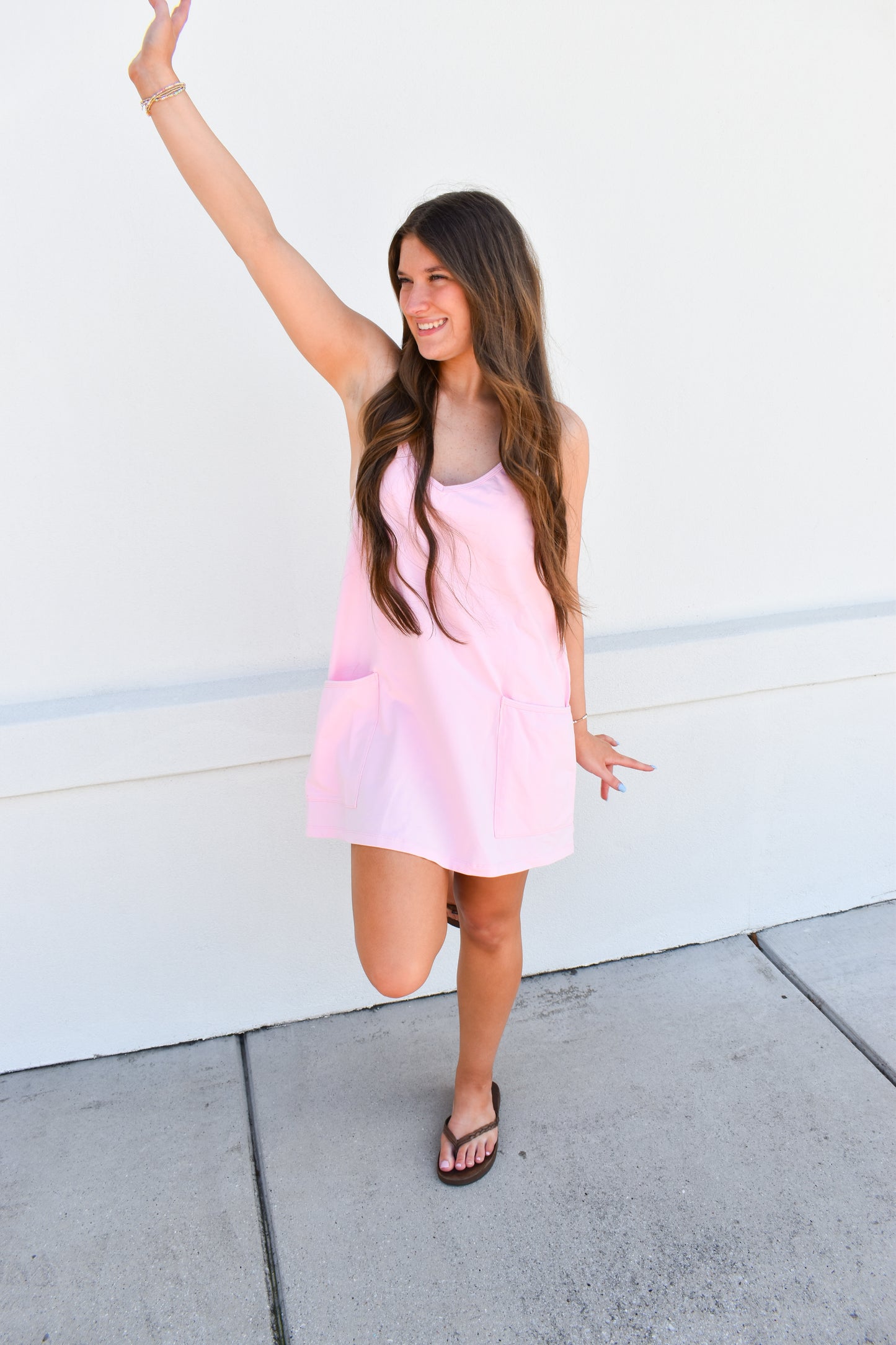 Mini Dress W/ Built in Romper Lining: Pink