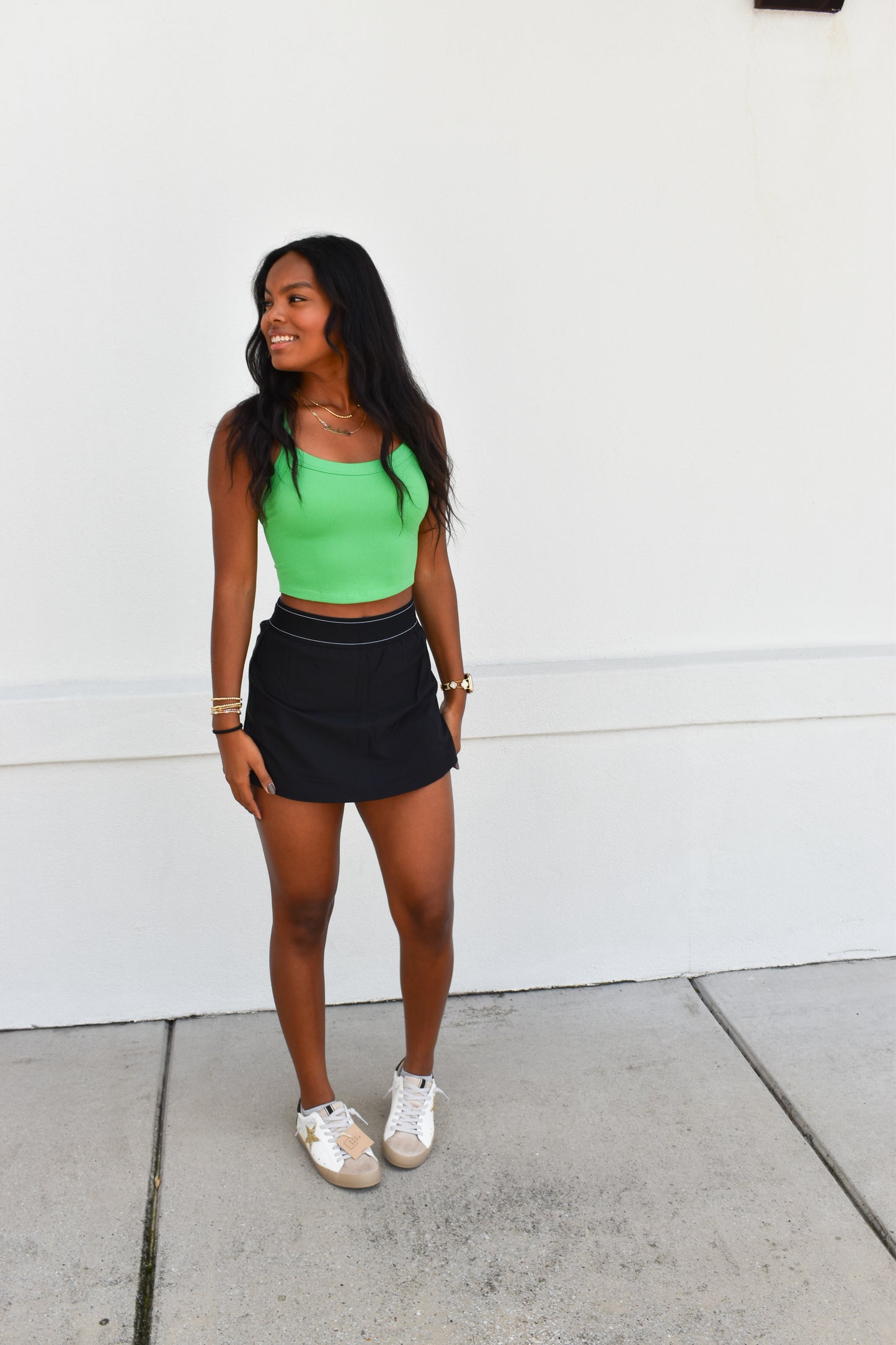 Lightweight Skort with Elastic Waistband: Black