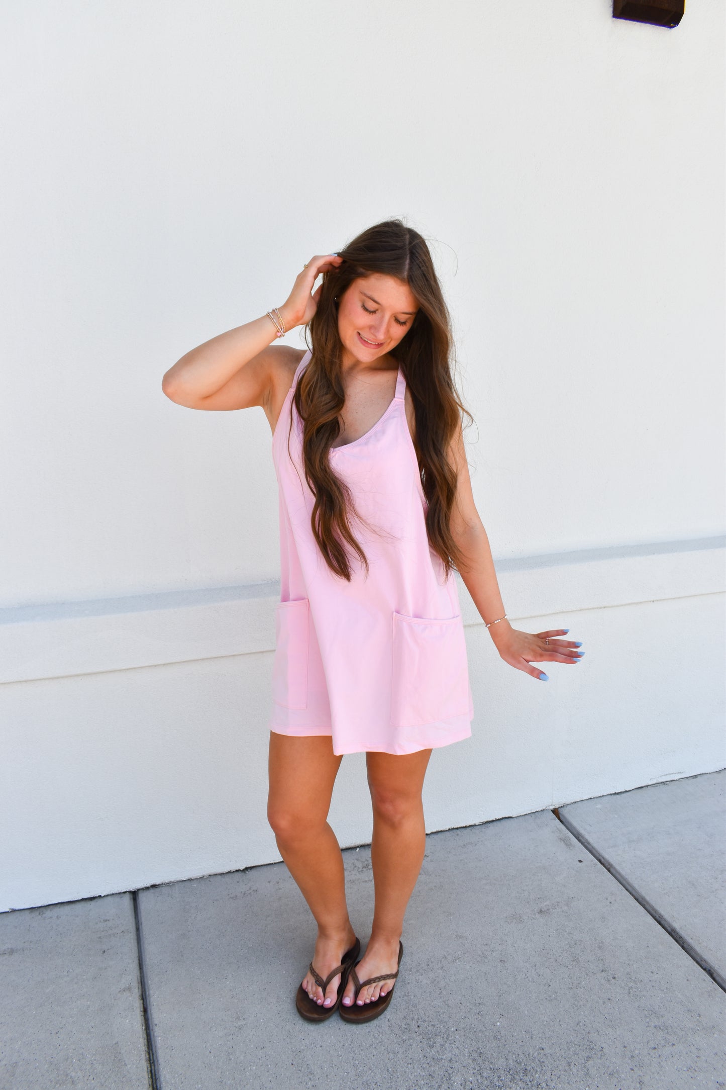 Mini Dress W/ Built in Romper Lining: Pink