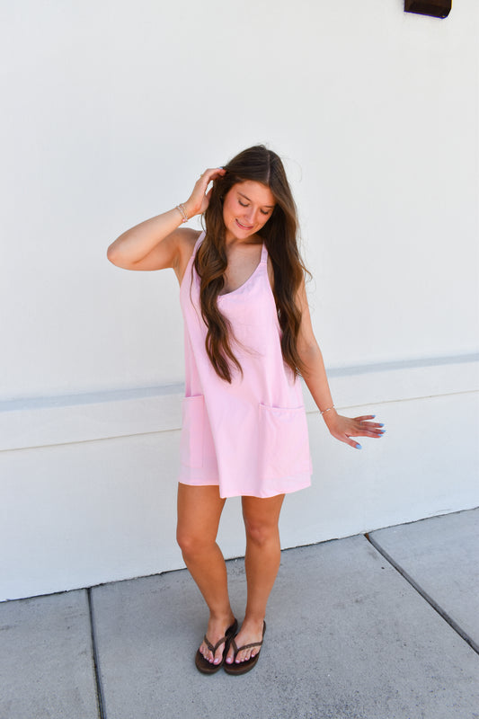 Mini Dress W/ Built in Romper Lining: Pink