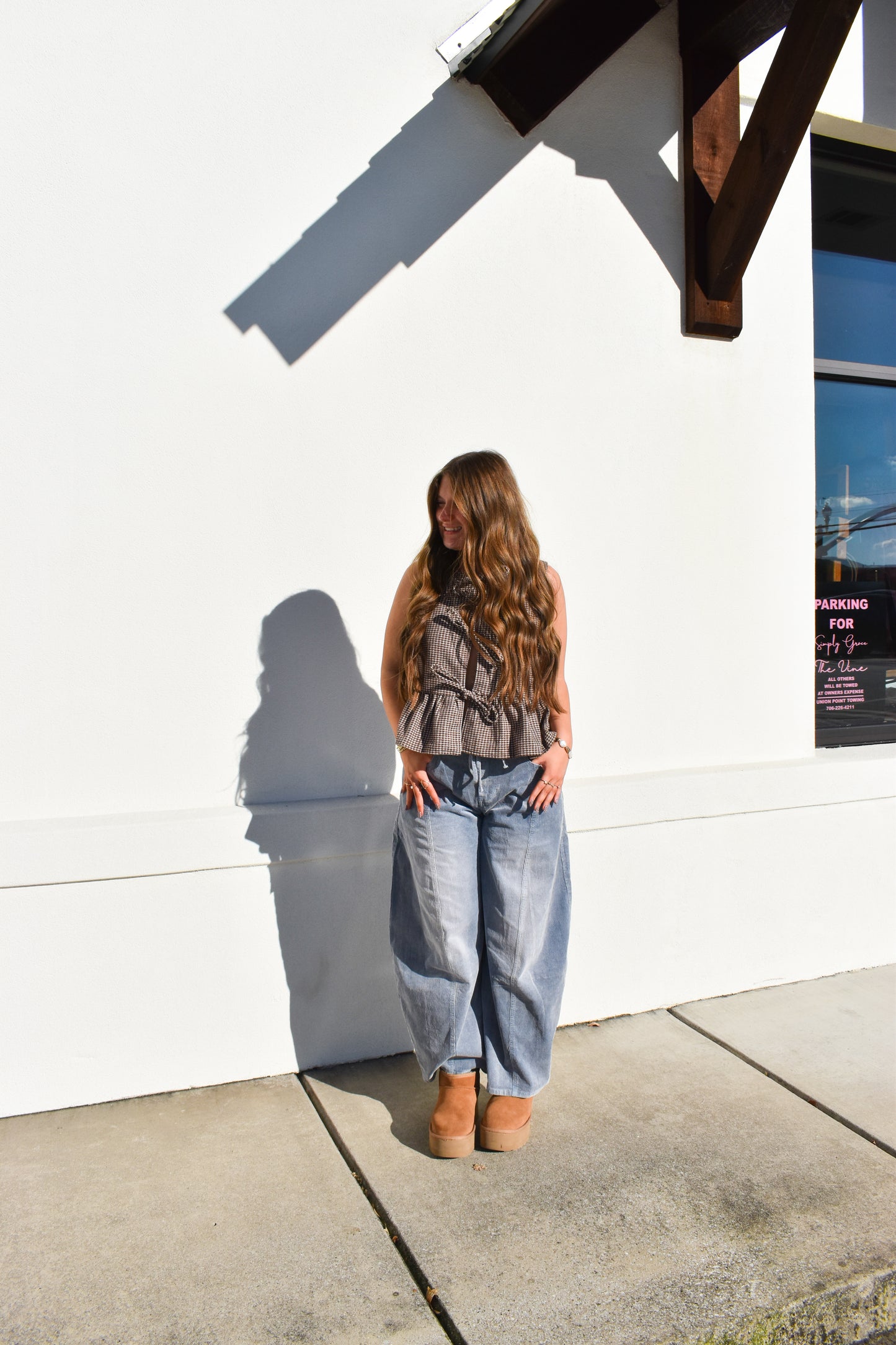 Waist Tie Corduroy Barrel Pants