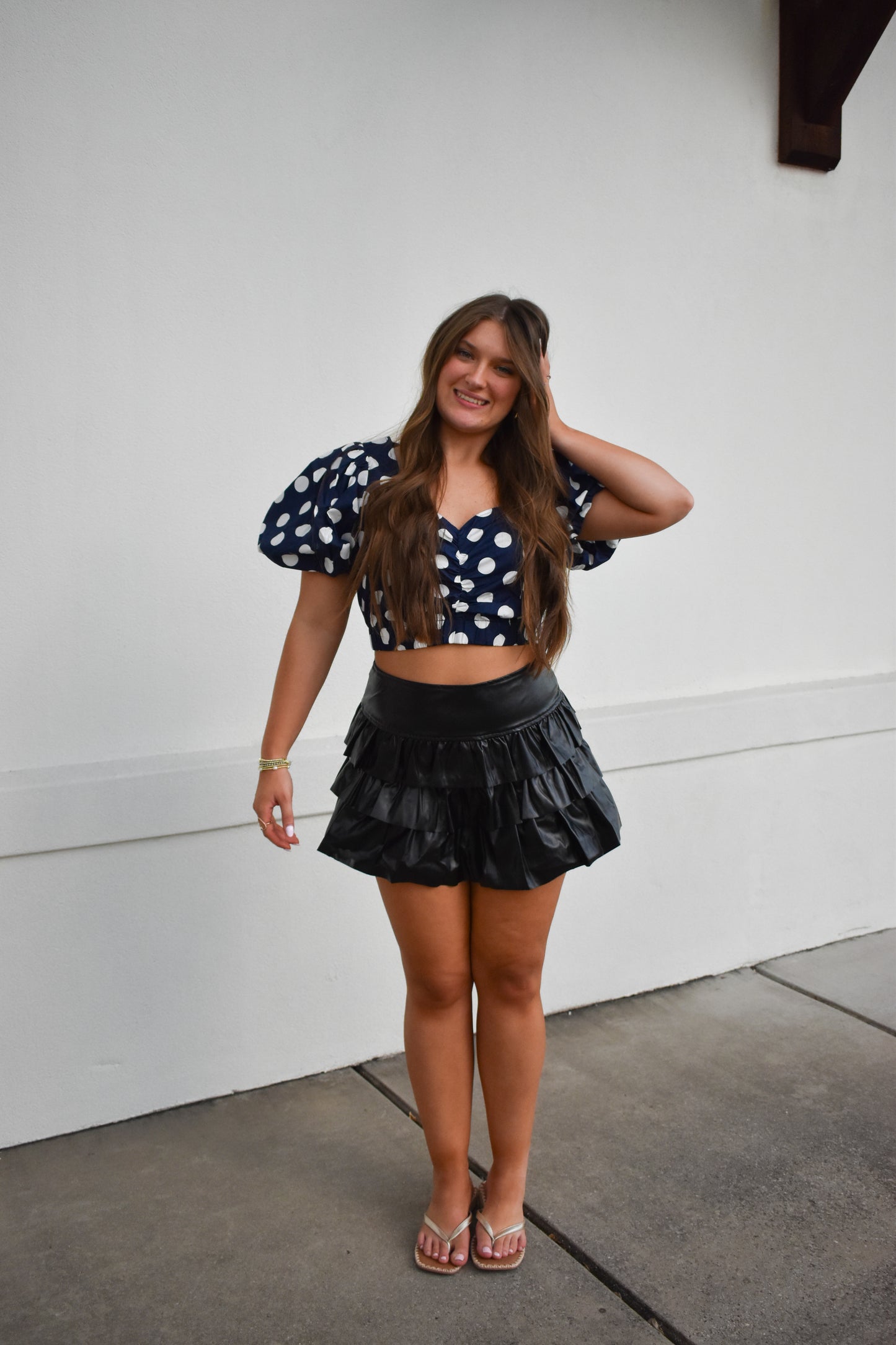 Cropped Polka Dot Bubble Top