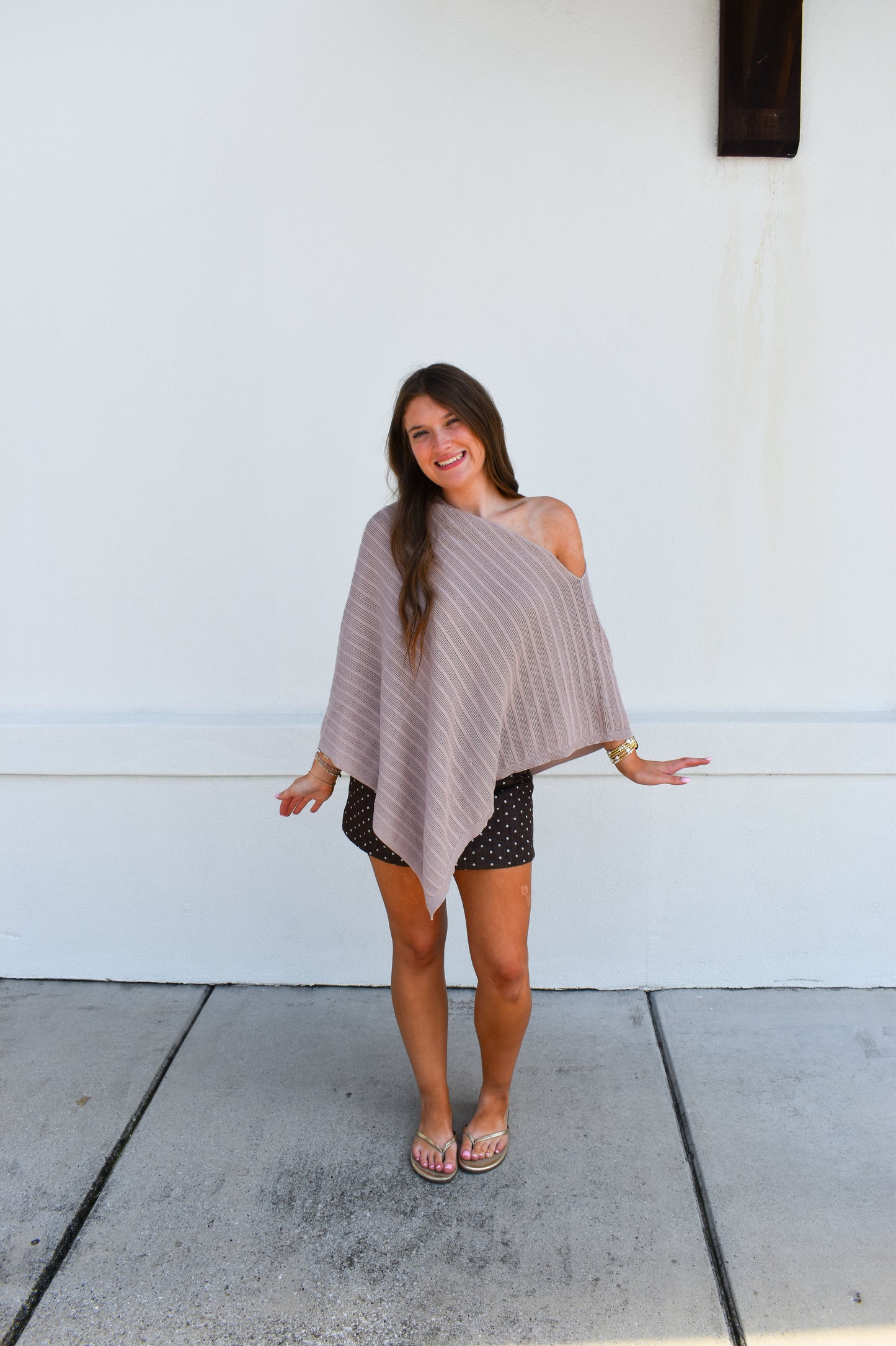Lilia Asymmetrical Knit Poncho Top