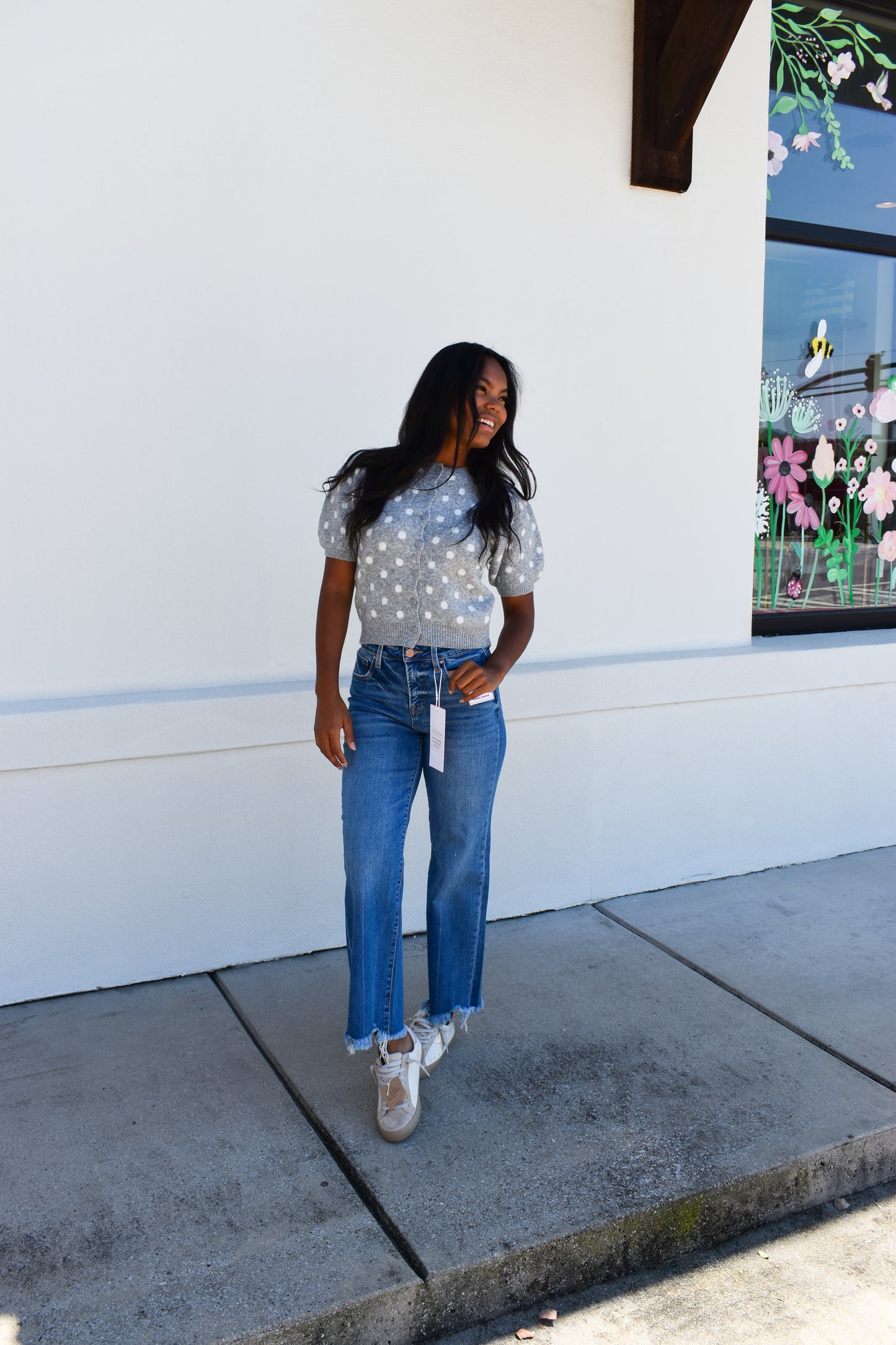 Puff Short Sleeve Polka Dot Top