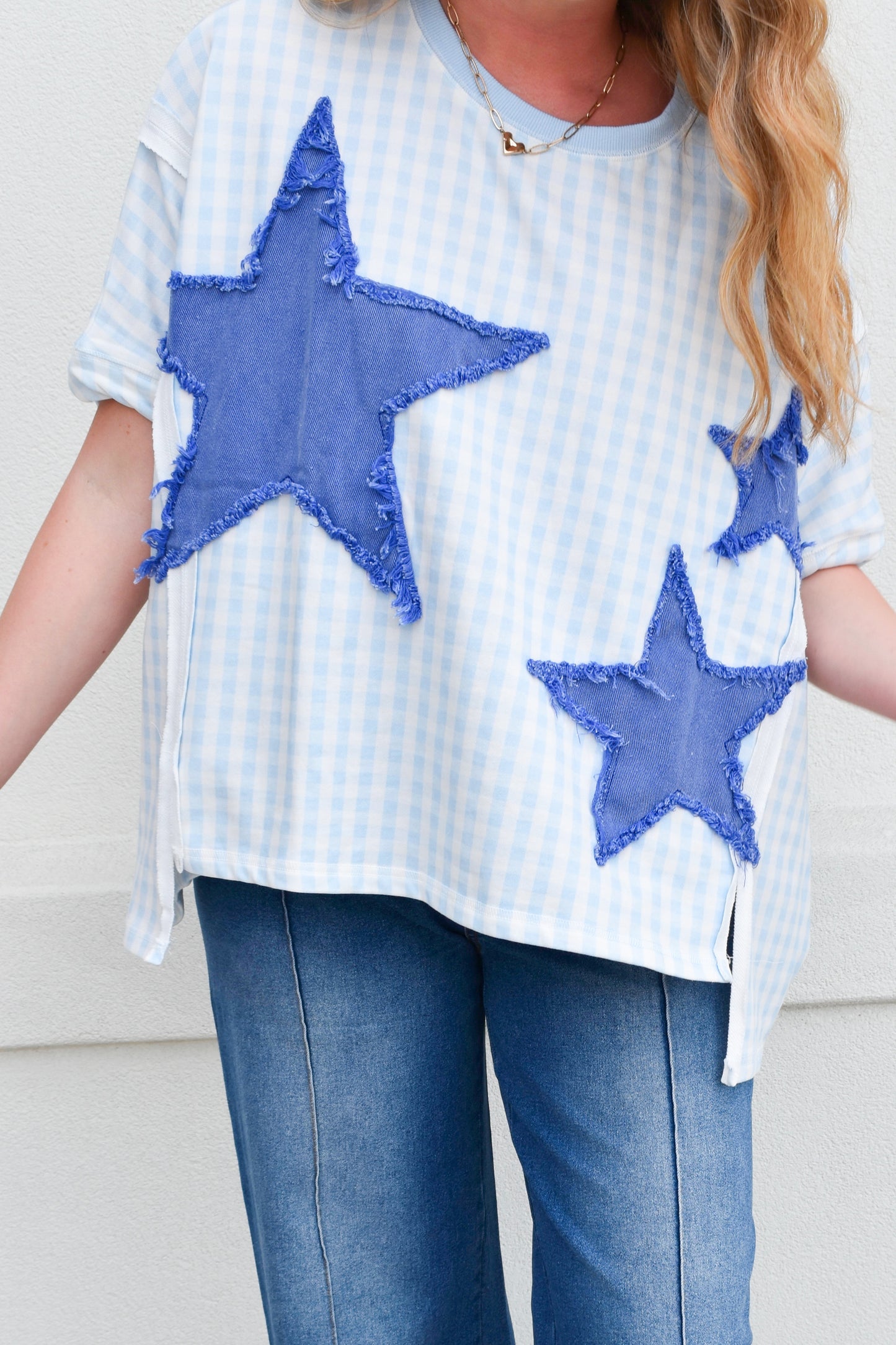 Gingham Star Patched Top