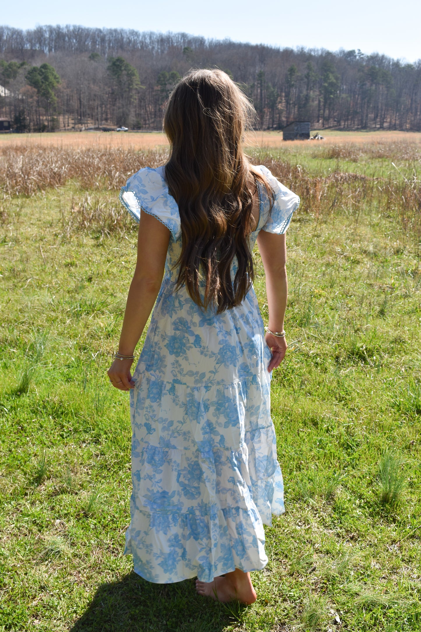 Baby Blue Floral Maxi Dress