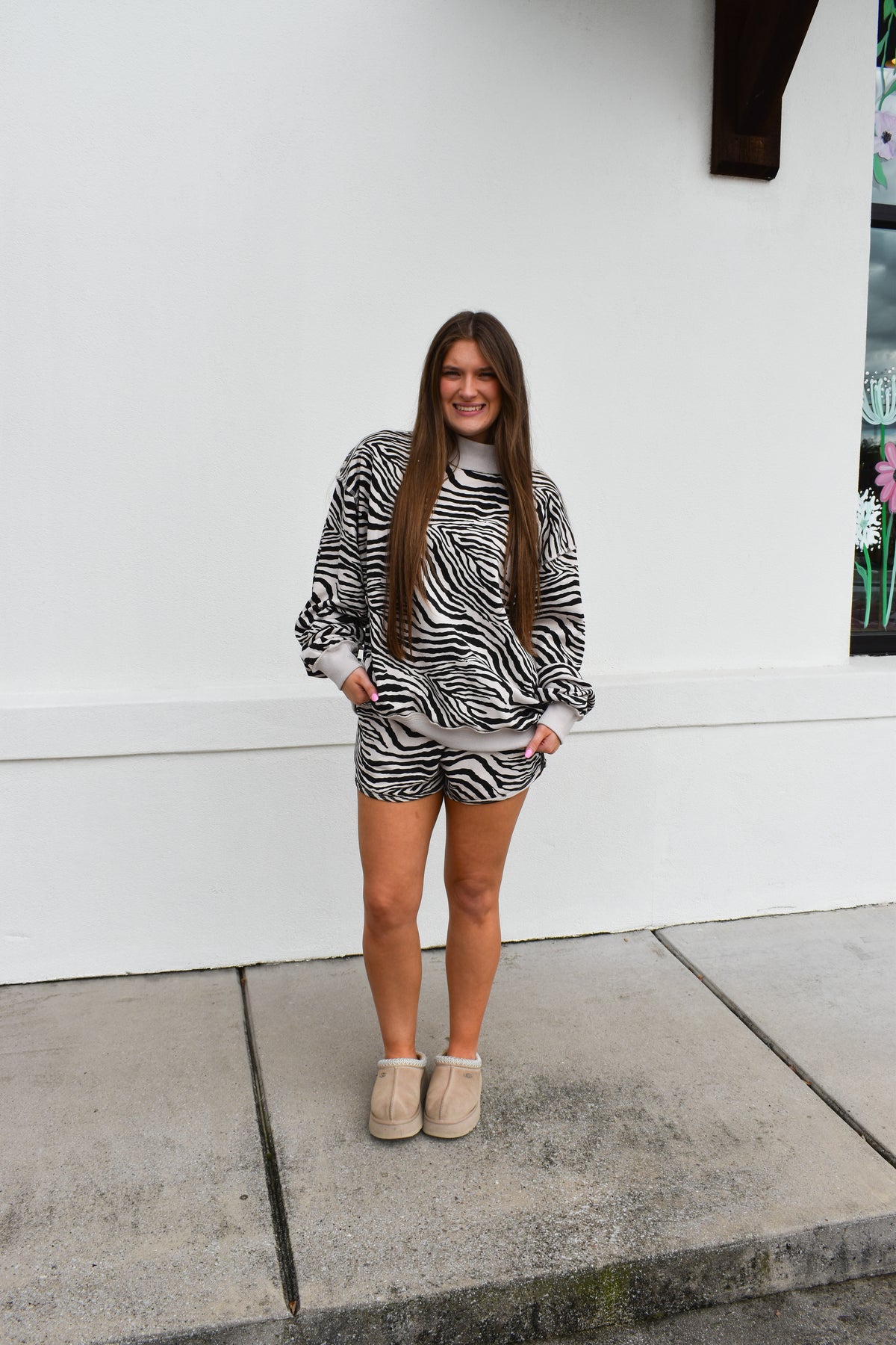 Zebra-Patterned Drawstring Dolphin Shorts