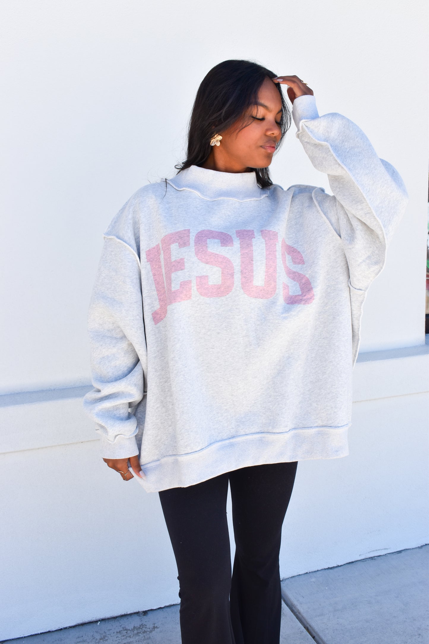 'JESUS & GOD IS GOOD' Reversible Mockneck: Pink