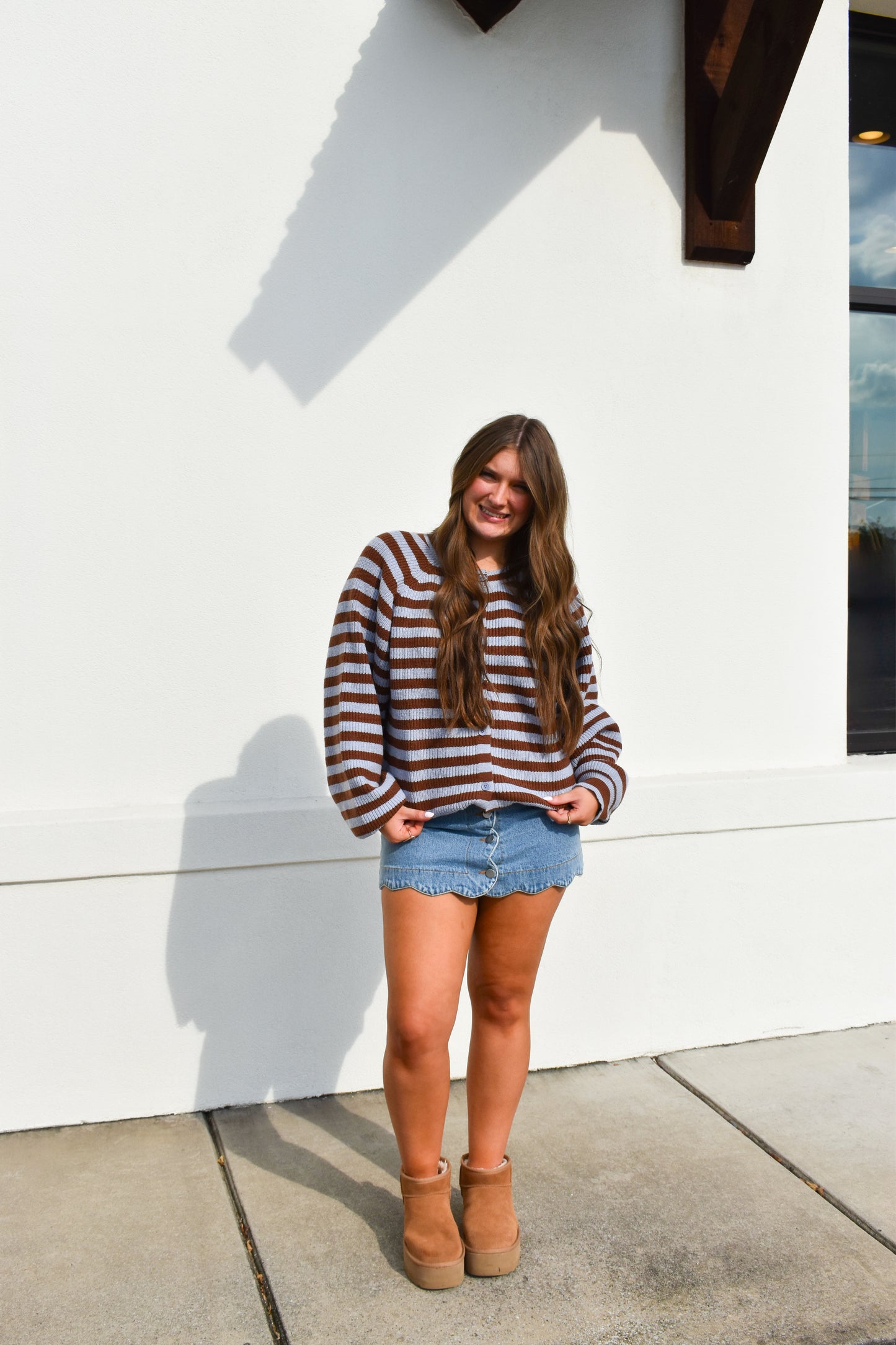 Brown/Blue Striped Sweater Cardigan