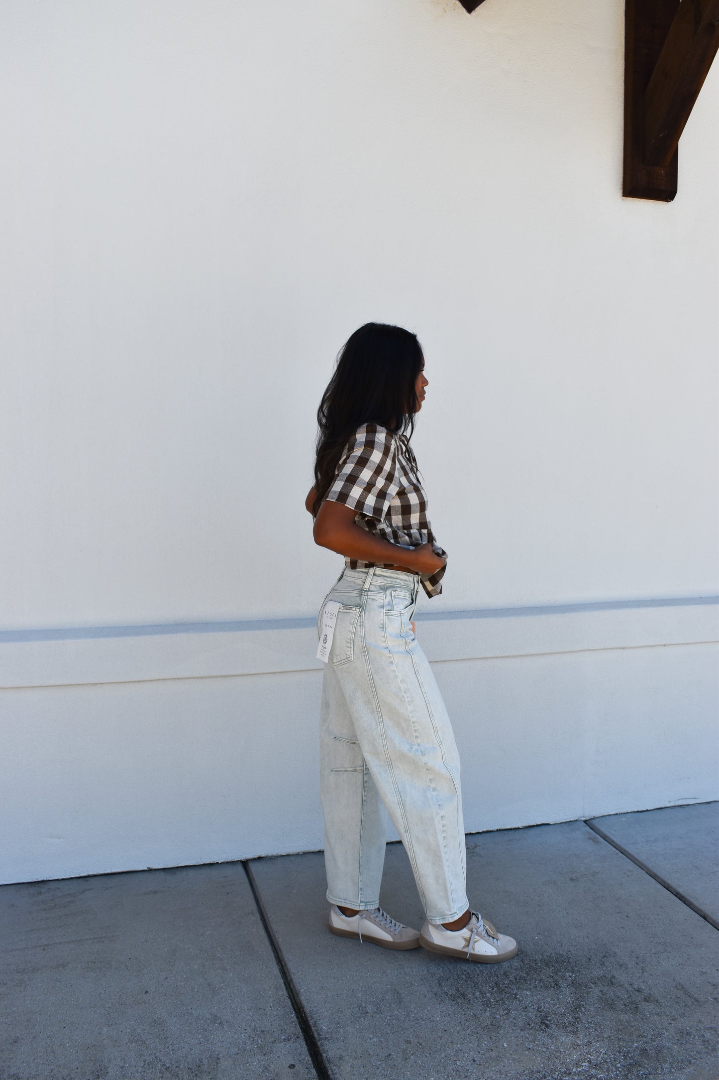 Risen Slouchy Ankle Barrel Pants: Light Wash
