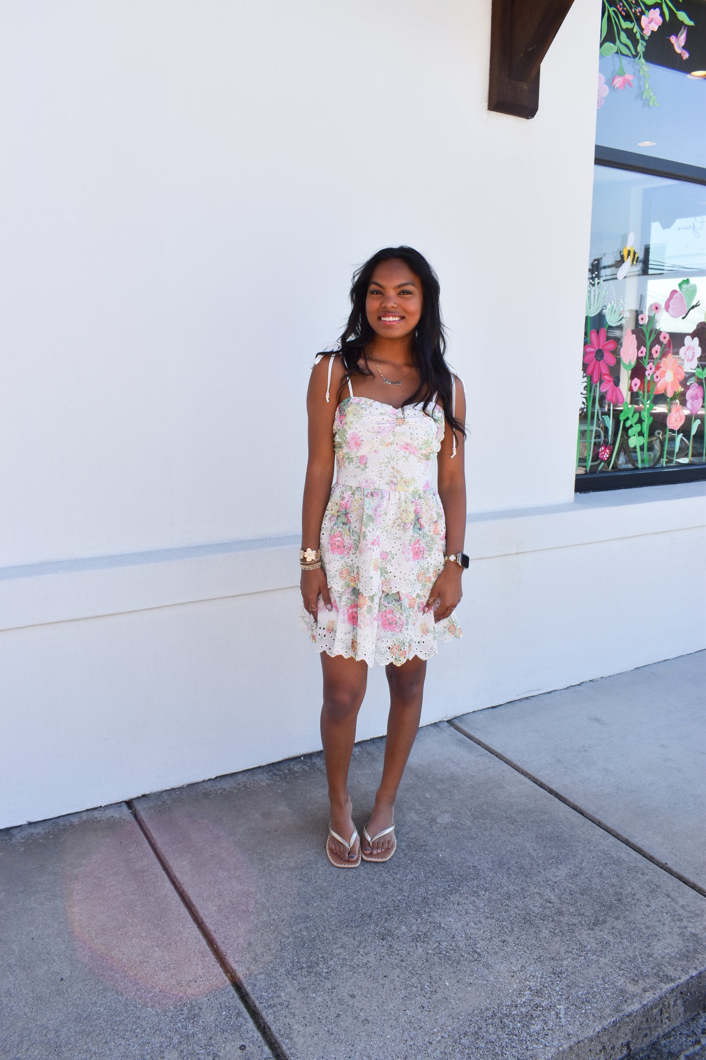 Elin Eyelet Tiered Mini Dress