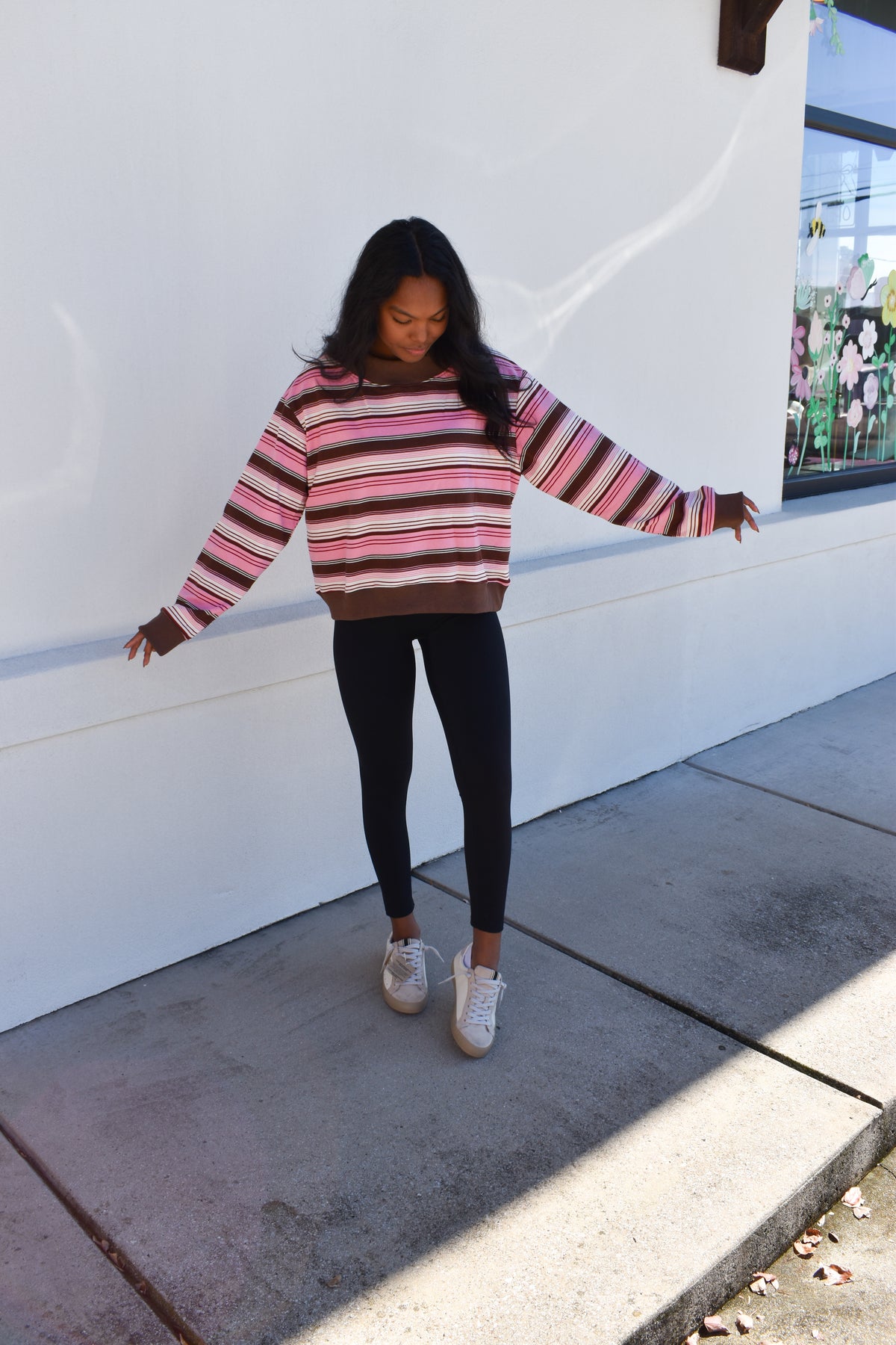 Striped Mockneck: Pink/Brown