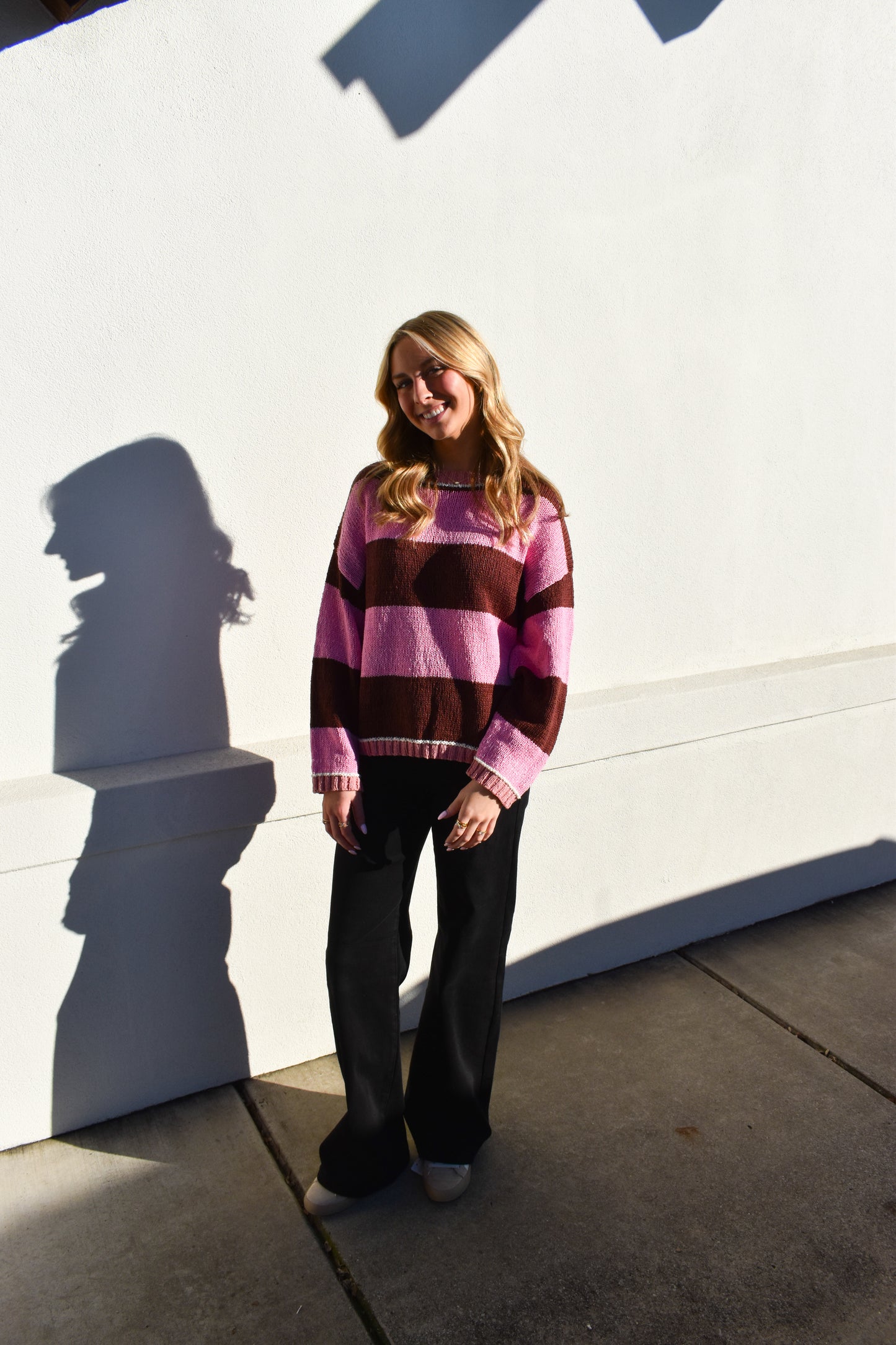 Drop Shoulder Stripe Sweater