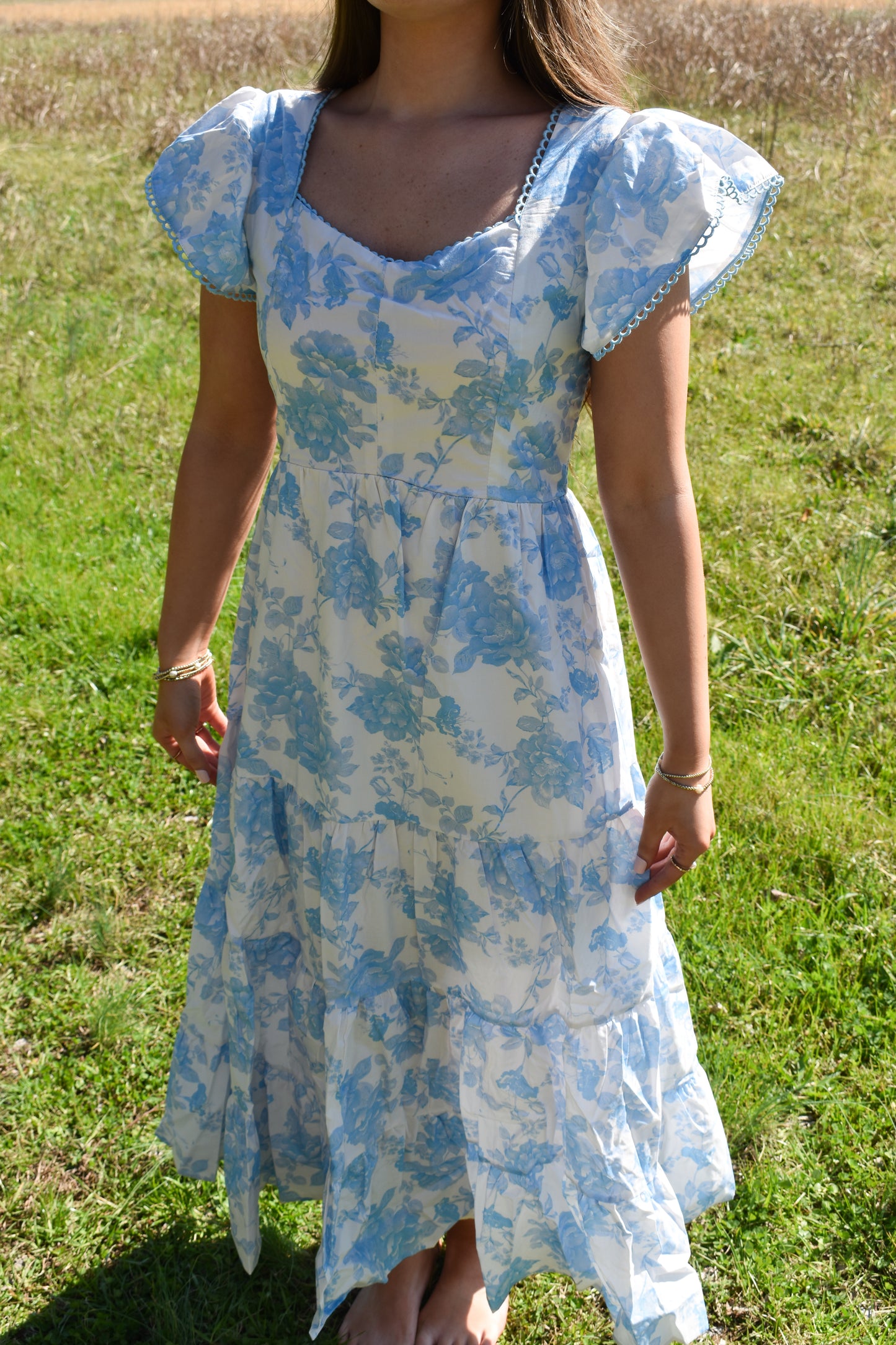 Baby Blue Floral Maxi Dress