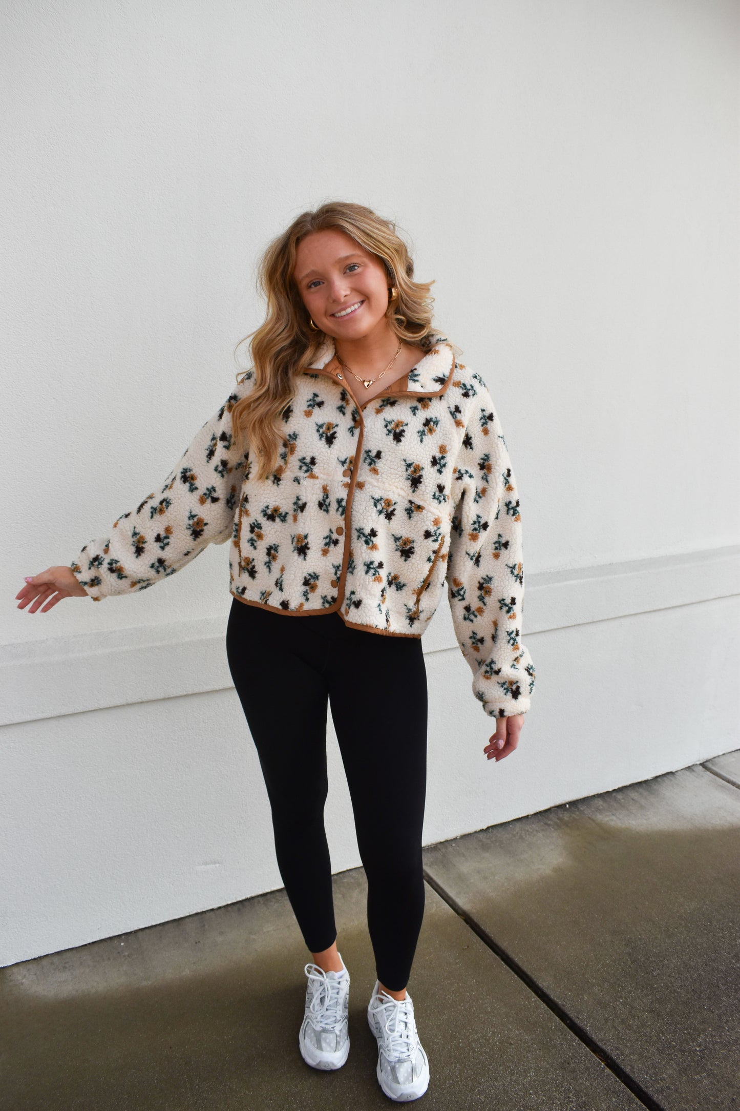 Floral Khaki Fleece Jacket